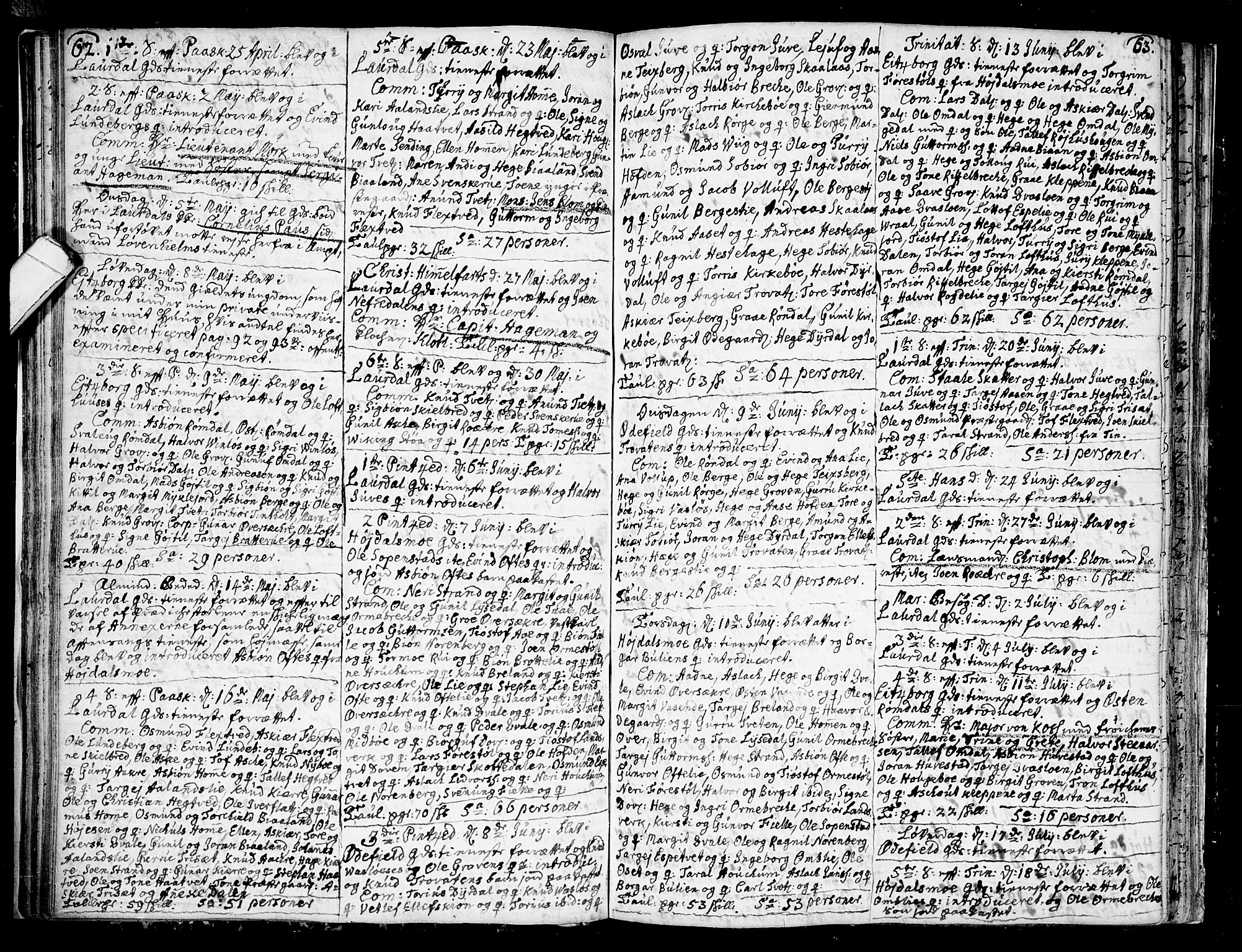 Lårdal kirkebøker, SAKO/A-284/F/Fa/L0002: Parish register (official) no. I 2, 1734-1754, p. 62-63