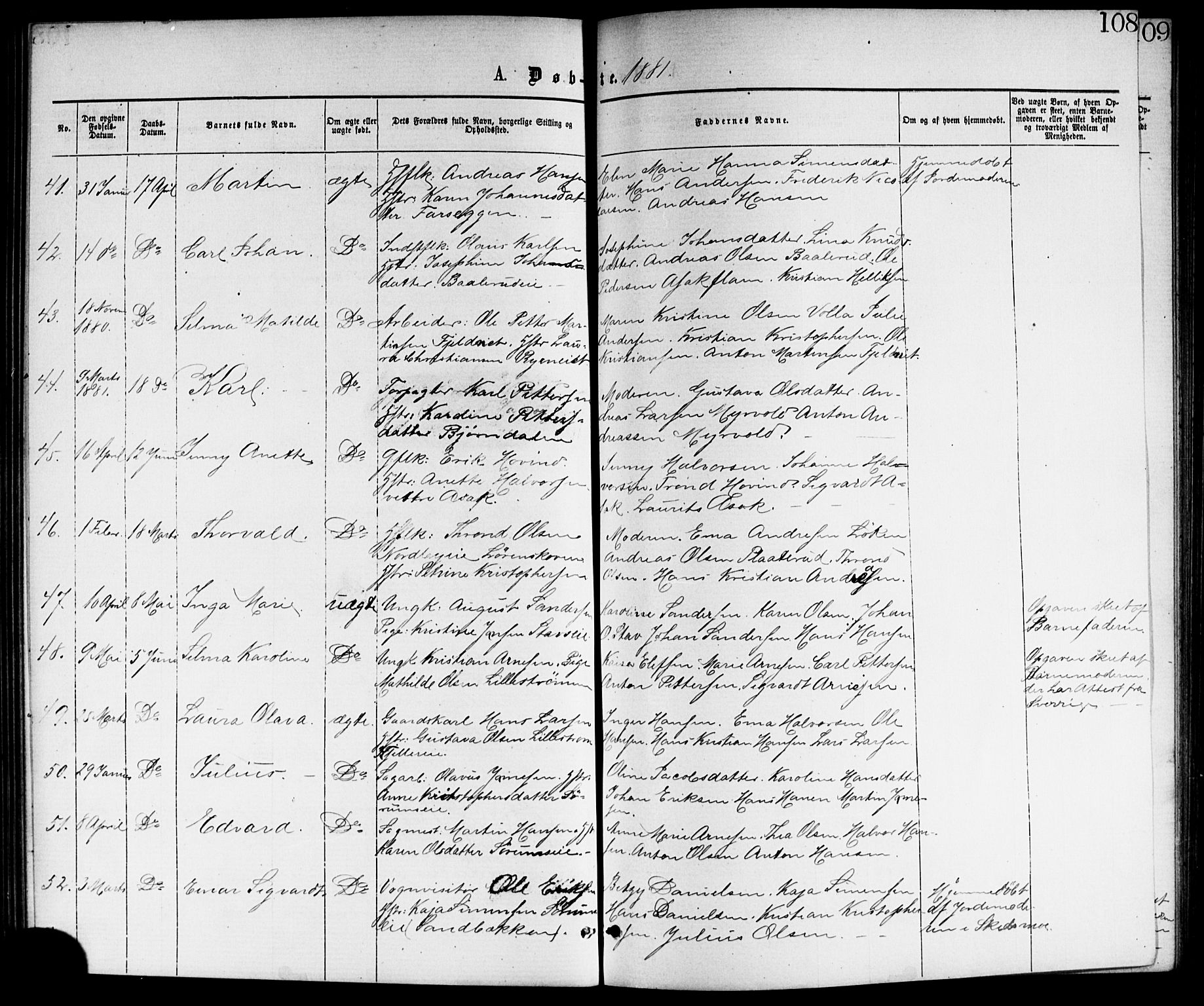 Skedsmo prestekontor Kirkebøker, AV/SAO-A-10033a/G/Ga/L0003: Parish register (copy) no. I 3, 1873-1882, p. 108