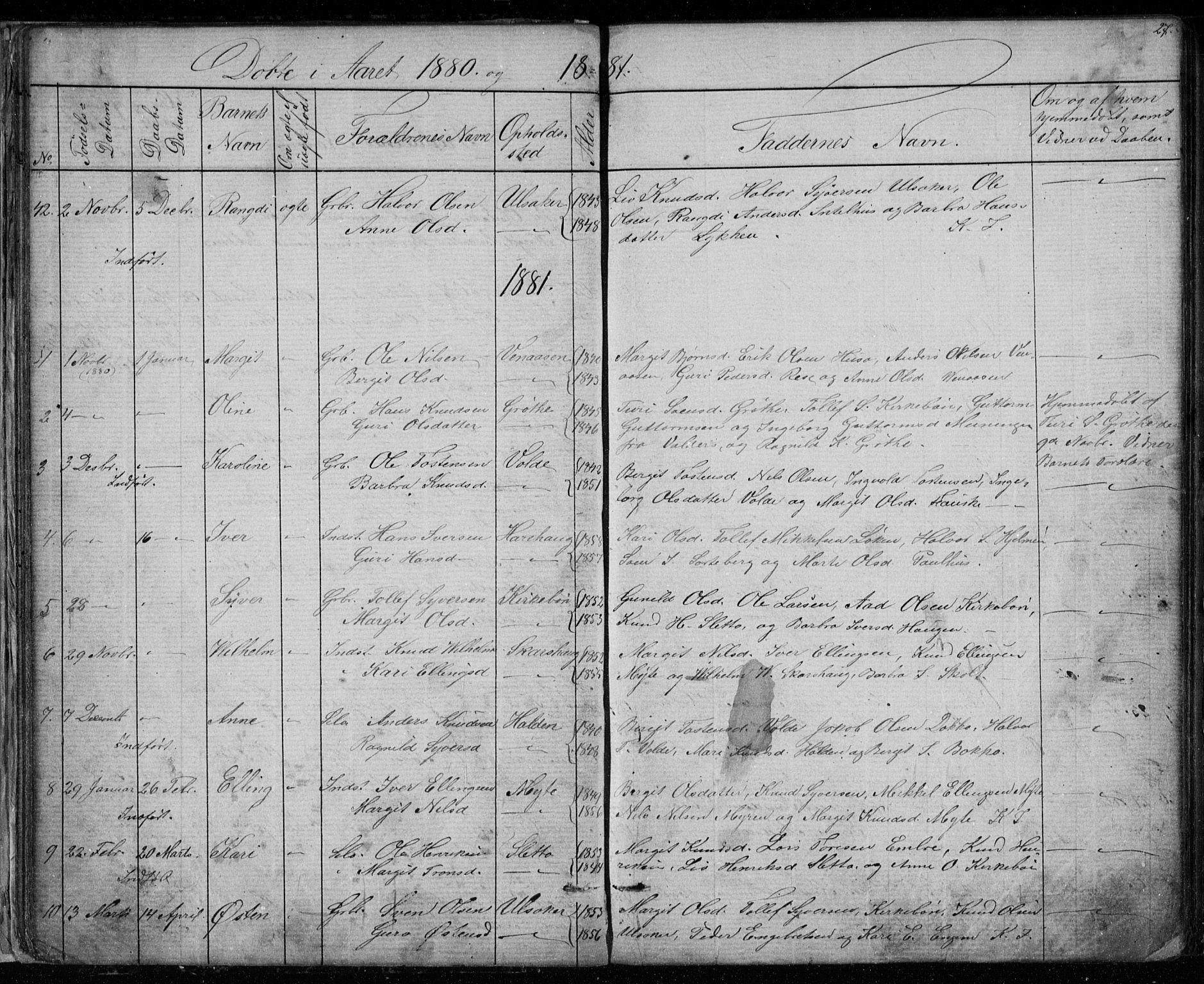 Gol kirkebøker, AV/SAKO-A-226/G/Gb/L0005: Parish register (copy) no. II 5, 1875-1891, p. 27