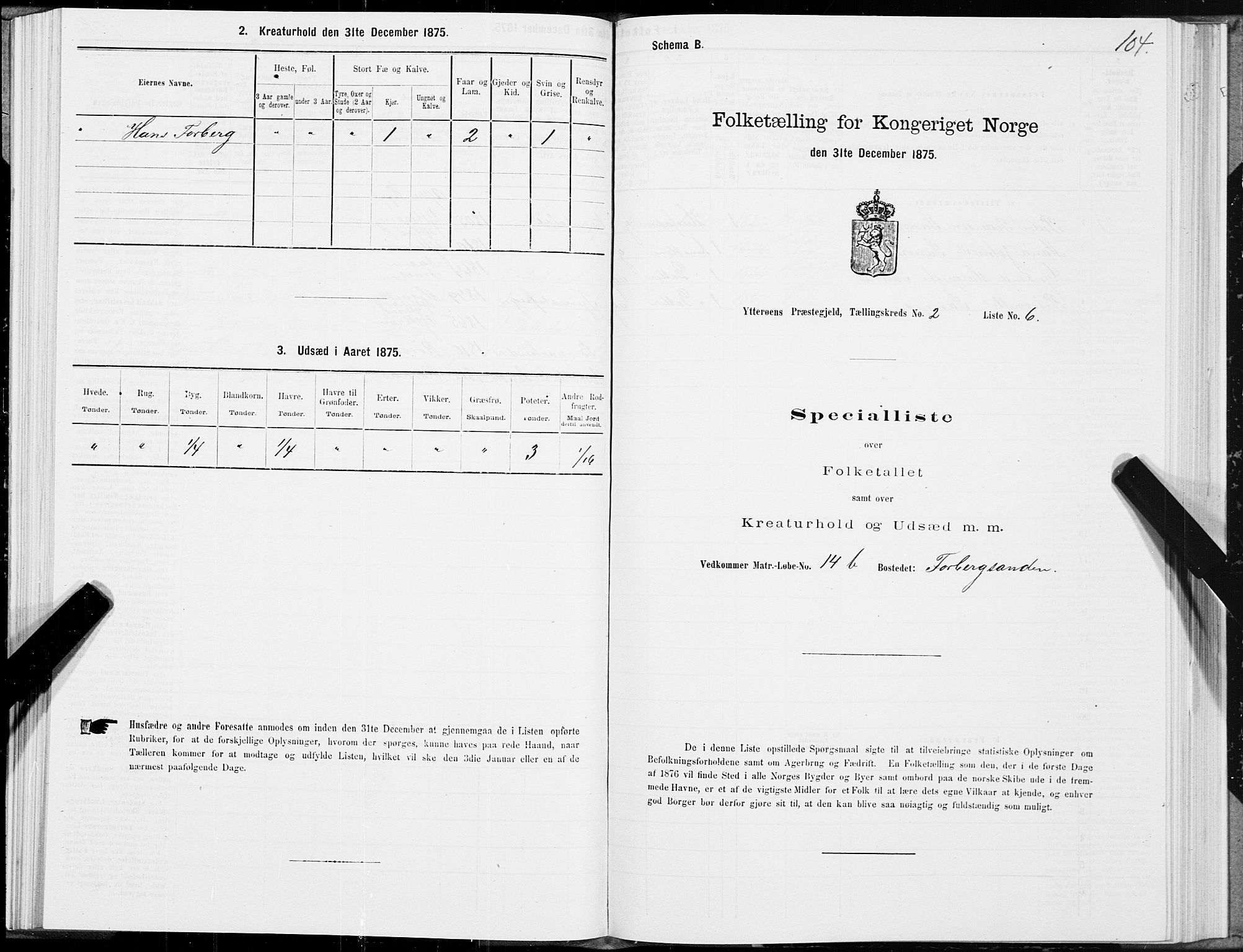 SAT, 1875 census for 1722P Ytterøy, 1875, p. 1104