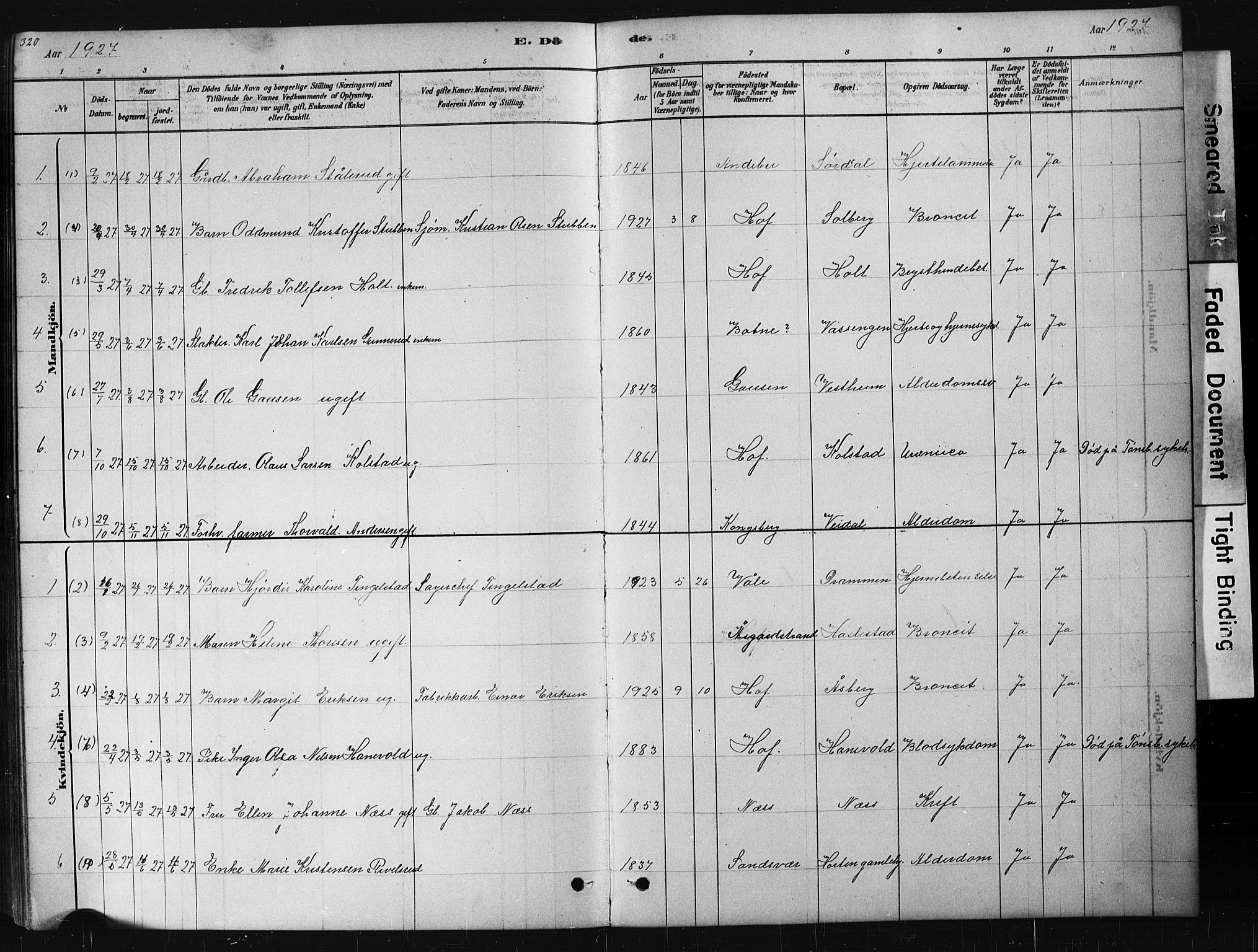 Hof kirkebøker, SAKO/A-64/G/Ga/L0004: Parish register (copy) no. I 4, 1878-1930, p. 320