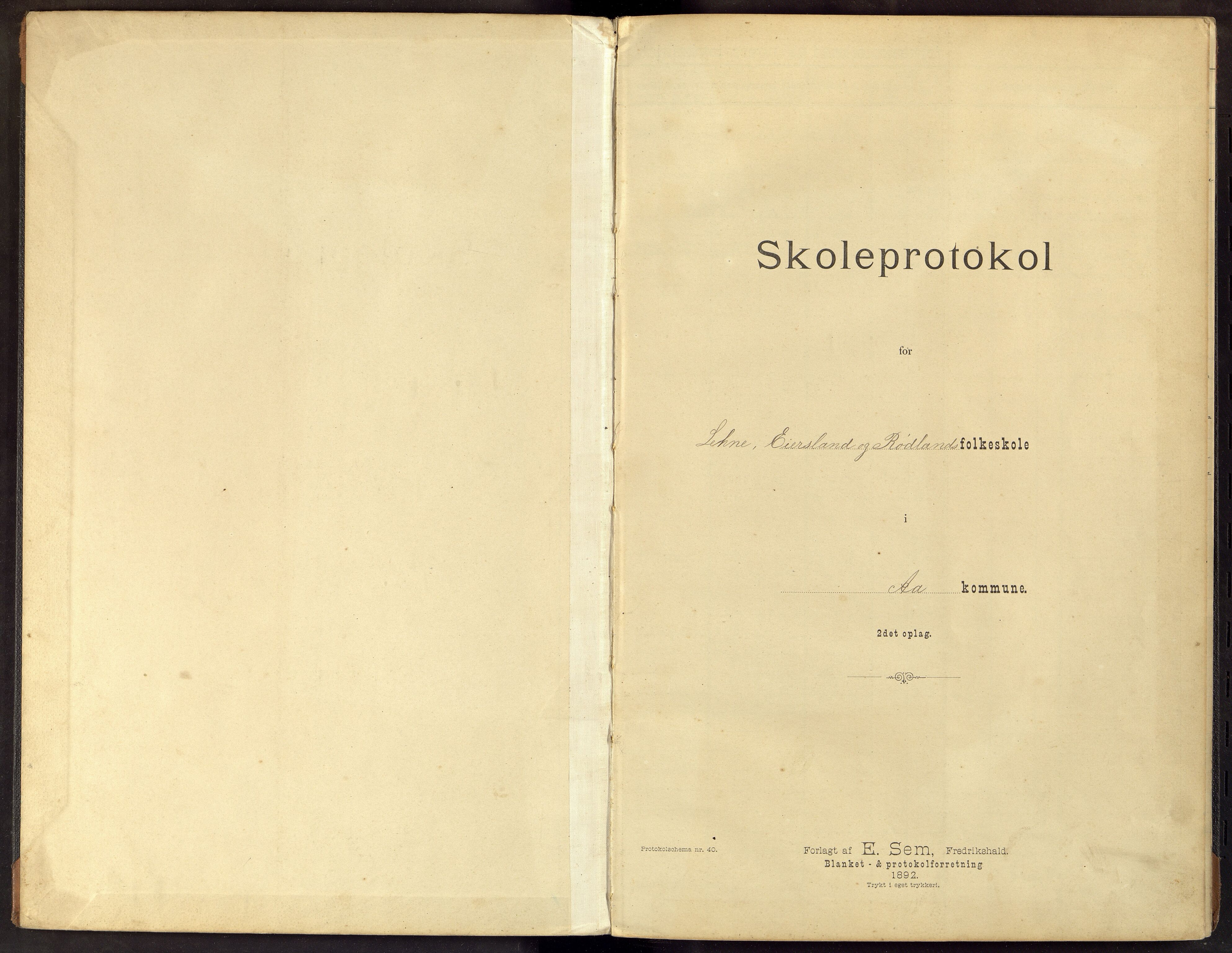 Lyngdal kommune - Lenne Skolekrets, ARKSOR/1032LG560/H/L0003: Skoleprotokoll, 1892-1896