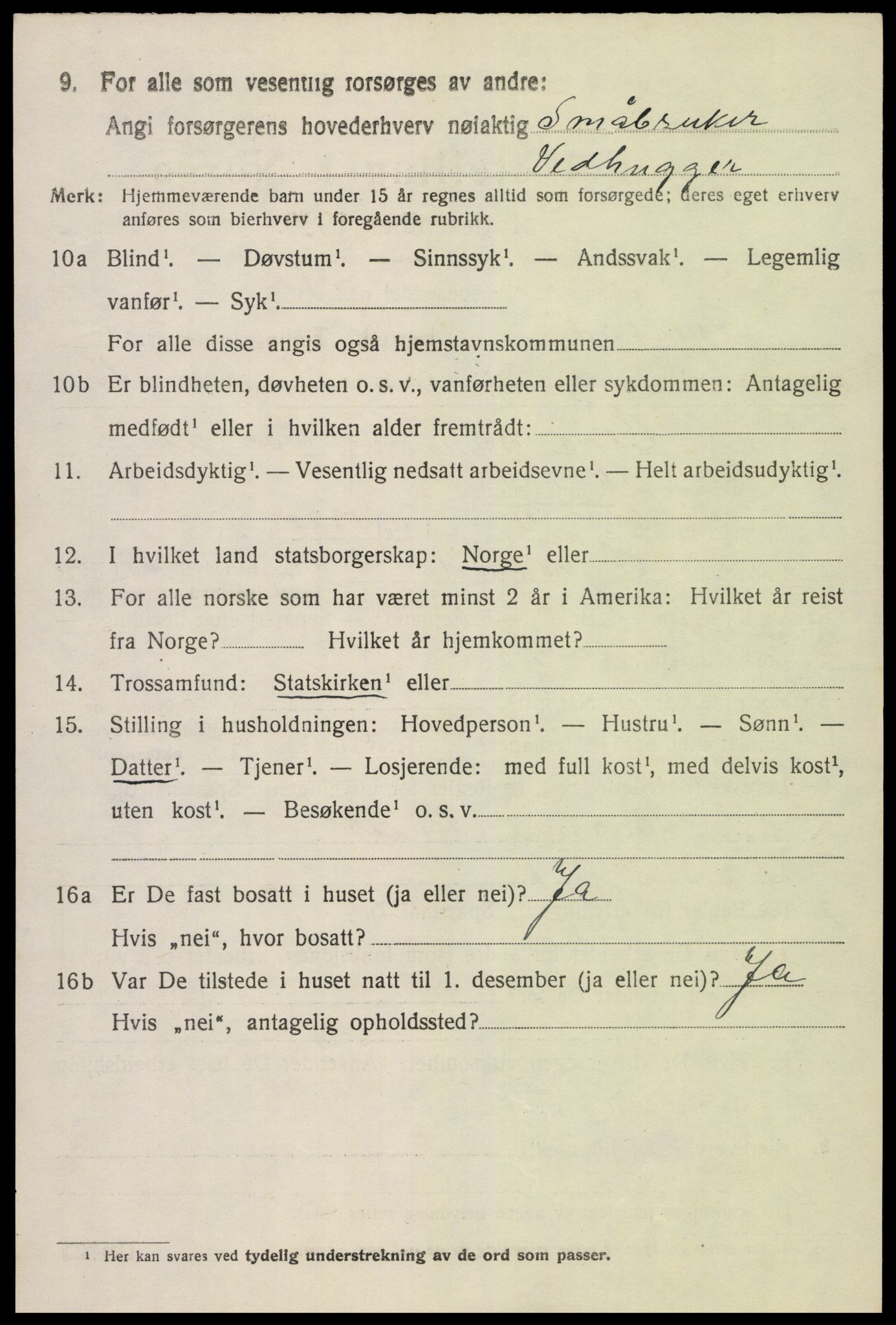 SAK, 1920 census for Øyestad, 1920, p. 2067