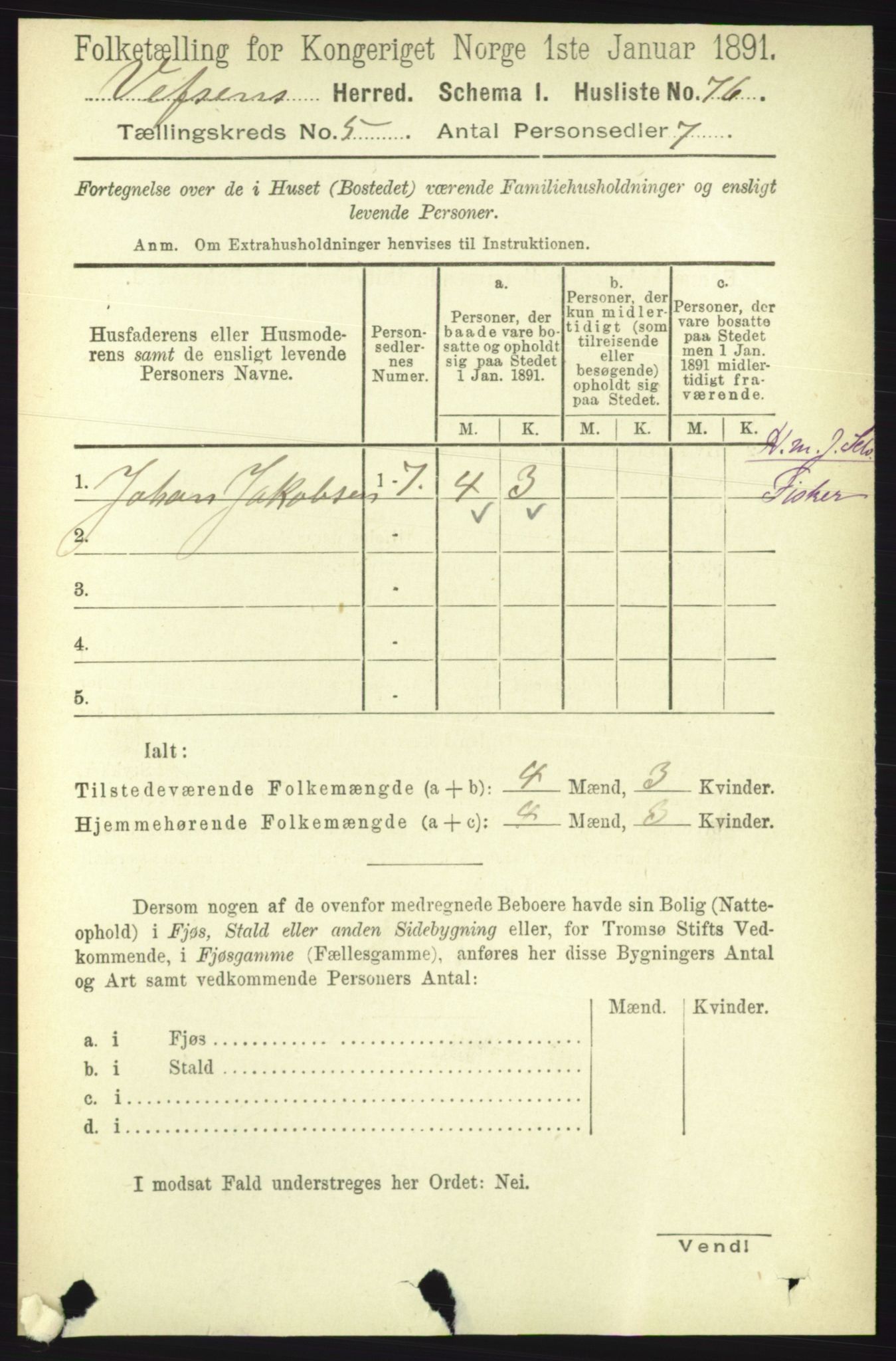 RA, 1891 census for 1824 Vefsn, 1891, p. 2077