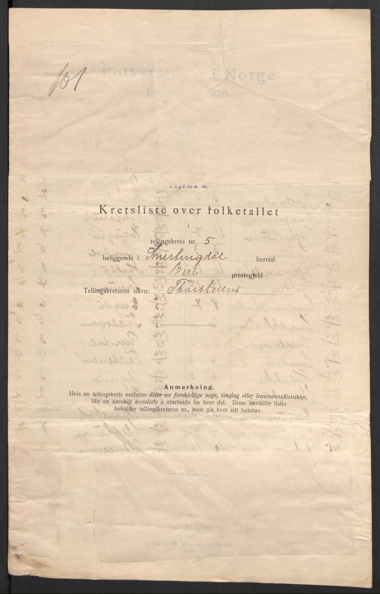 SAH, 1920 census for Snertingdal, 1920, p. 22