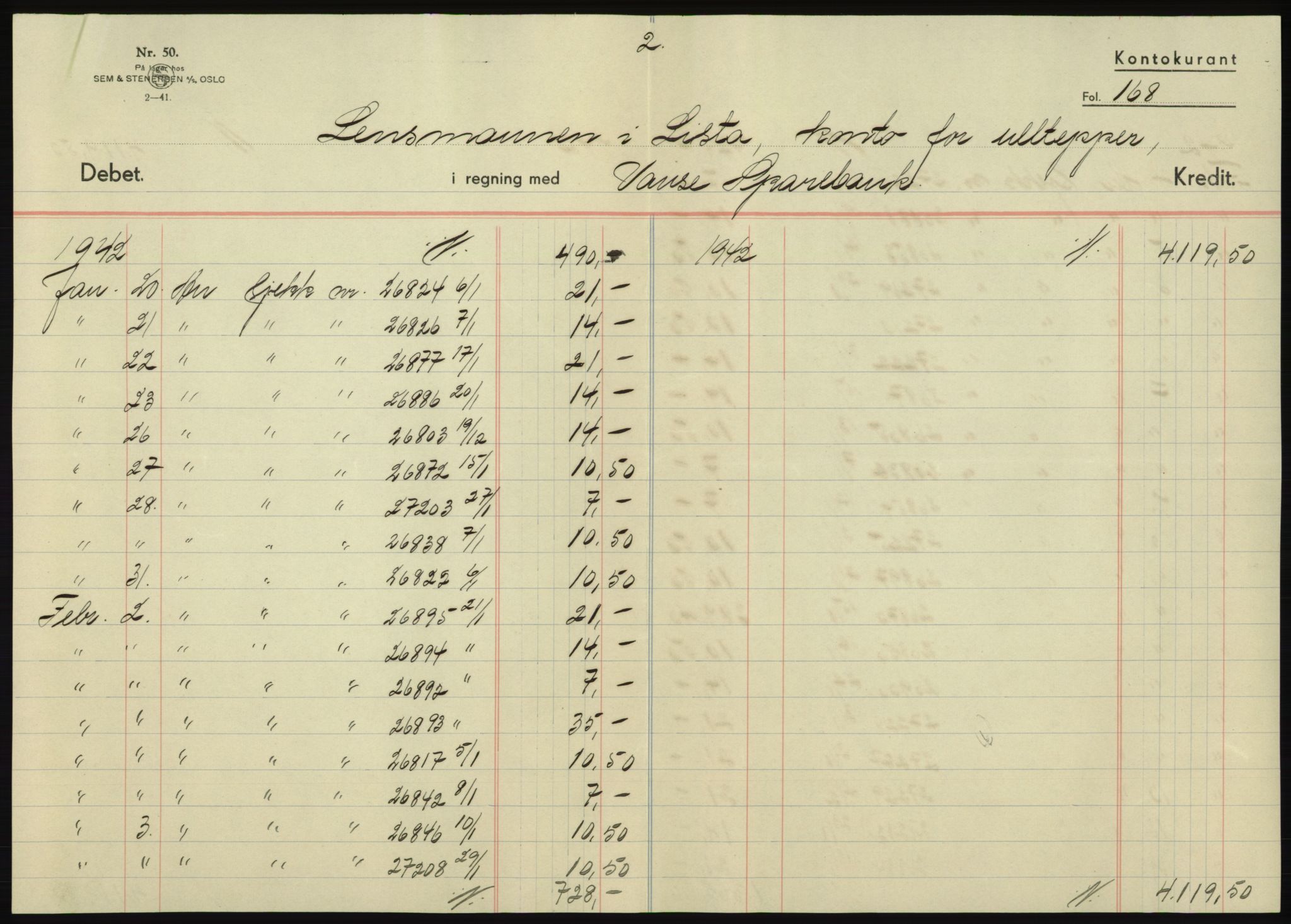 Forsvarsdepartementet, 10. kontor / Oppgjørskontoret, AV/RA-RAFA-1225/D/Db/L0180: Lista oppgjørskontor, 1942-1952, p. 1057