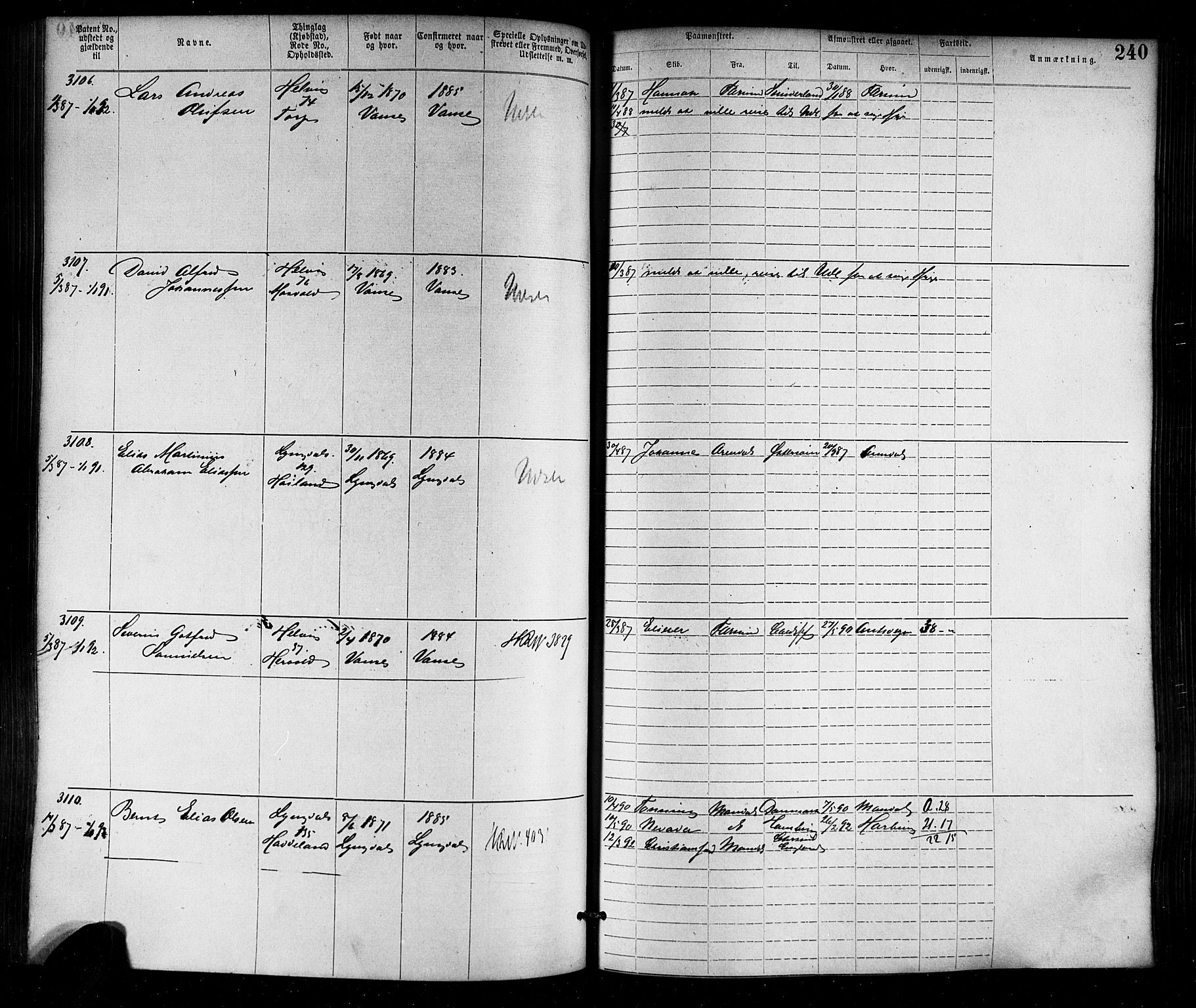 Farsund mønstringskrets, SAK/2031-0017/F/Fa/L0006: Annotasjonsrulle nr 1911-3805 med register, Z-3, 1877-1894, p. 272