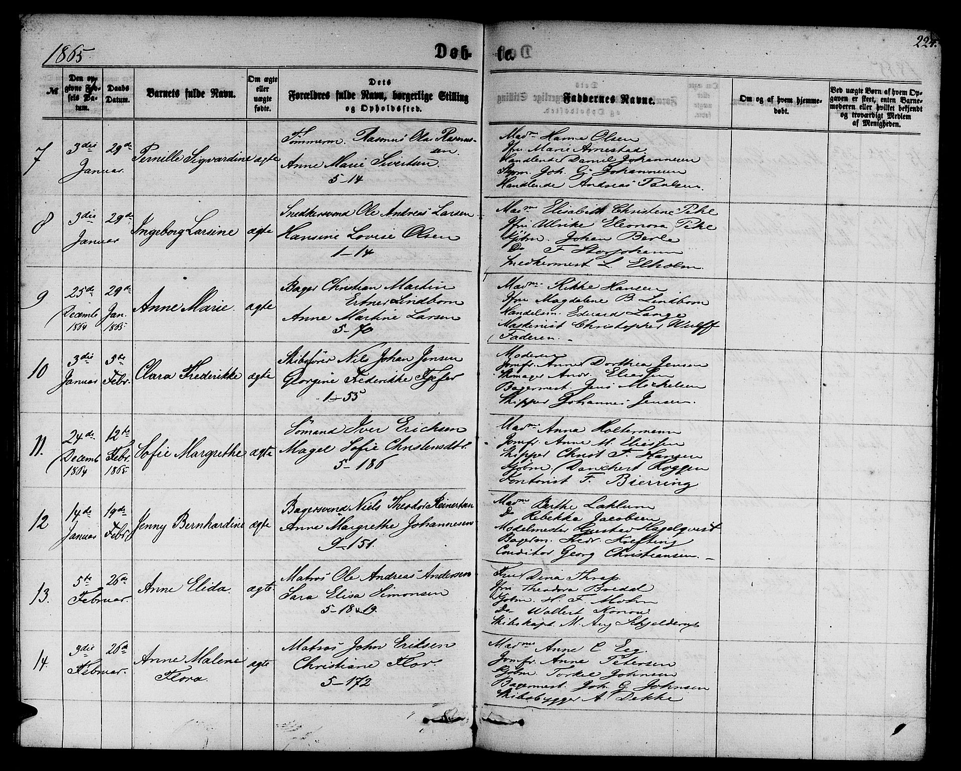 Nykirken Sokneprestembete, SAB/A-77101/H/Hab: Parish register (copy) no. B 2, 1859-1868, p. 224