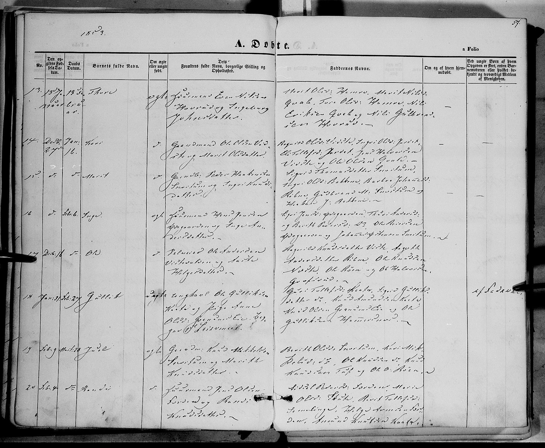 Vestre Slidre prestekontor, AV/SAH-PREST-136/H/Ha/Haa/L0001: Parish register (official) no. 1, 1844-1855, p. 57