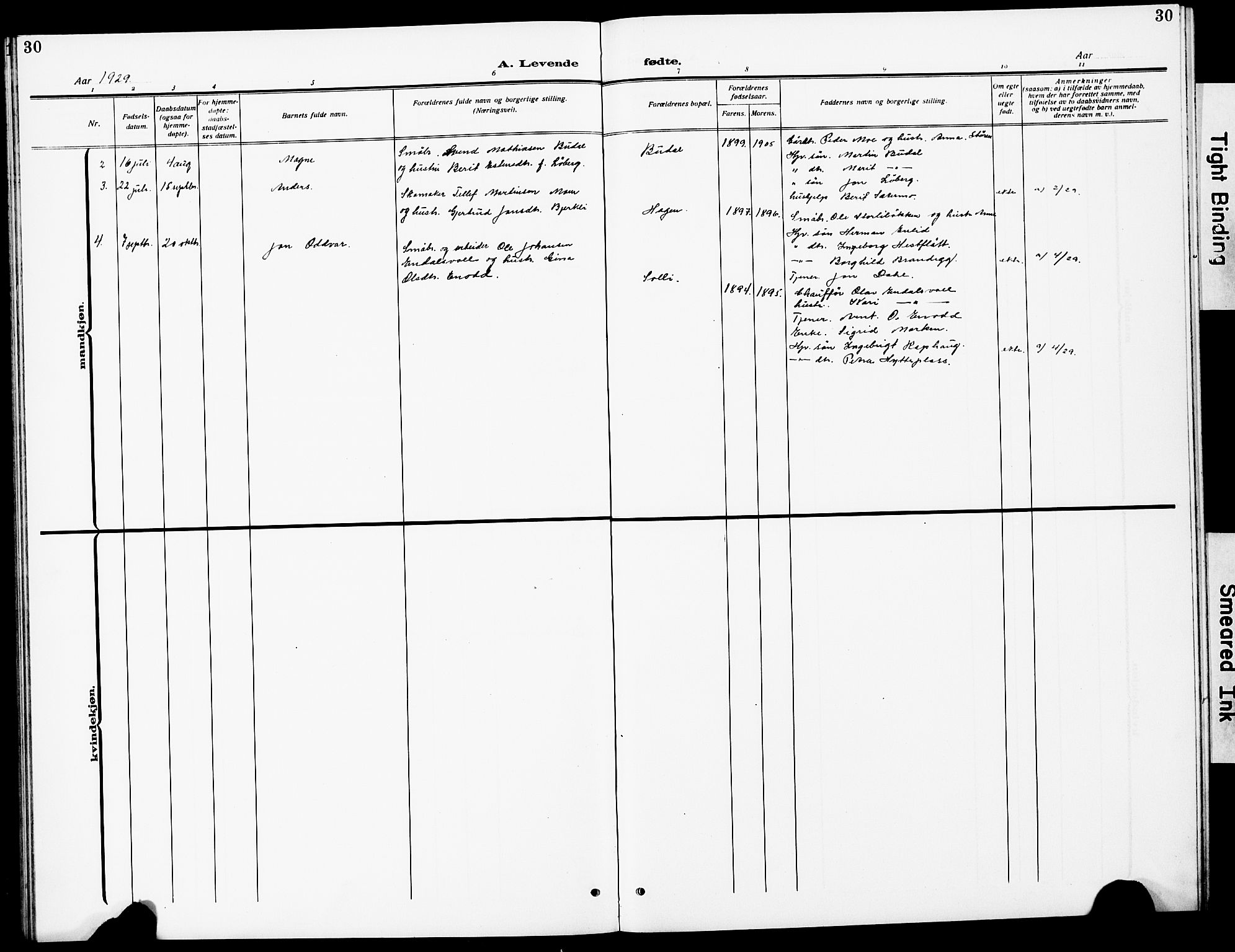 Ministerialprotokoller, klokkerbøker og fødselsregistre - Sør-Trøndelag, AV/SAT-A-1456/690/L1052: Parish register (copy) no. 690C02, 1907-1929, p. 30