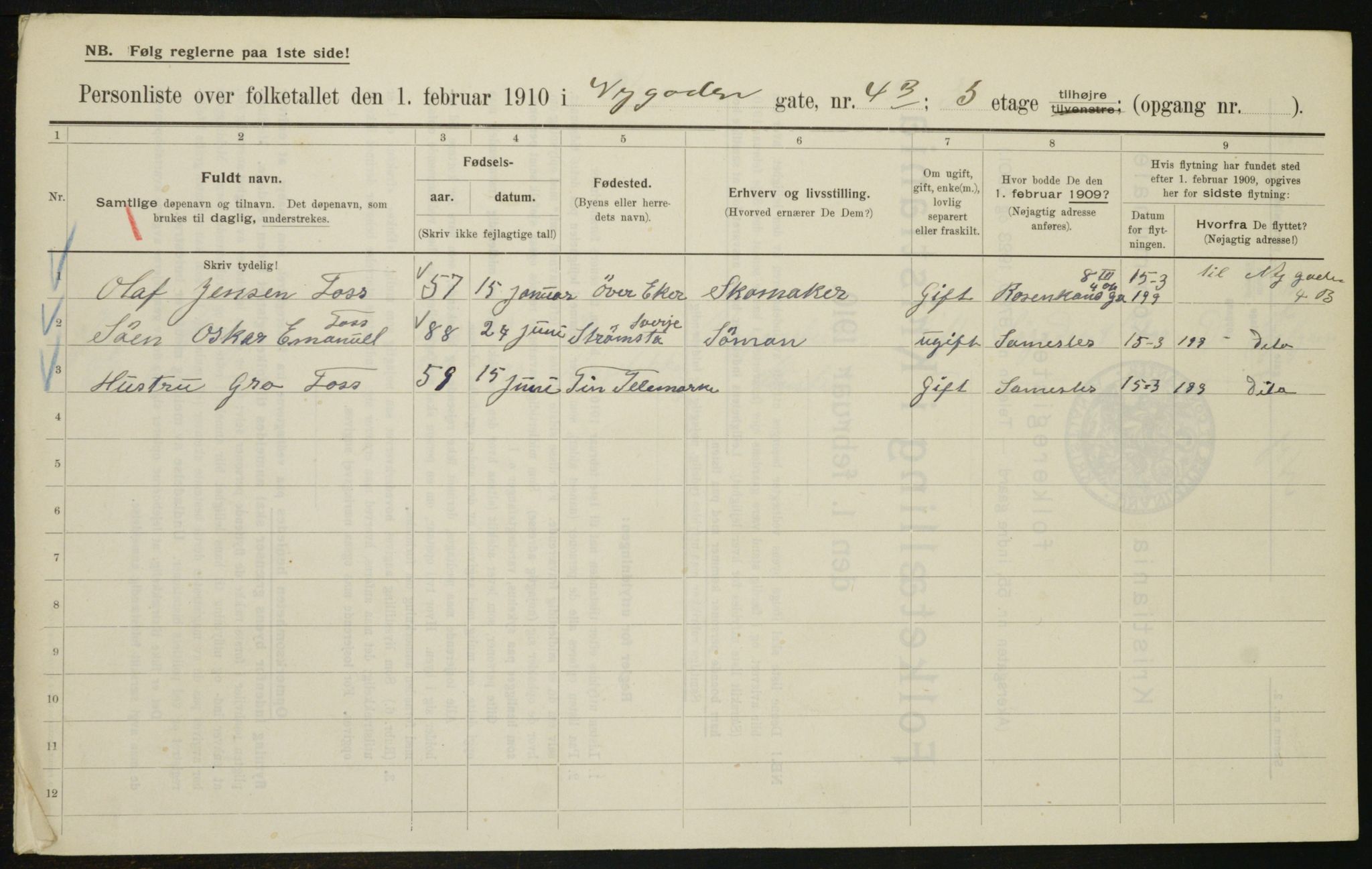 OBA, Municipal Census 1910 for Kristiania, 1910, p. 71406