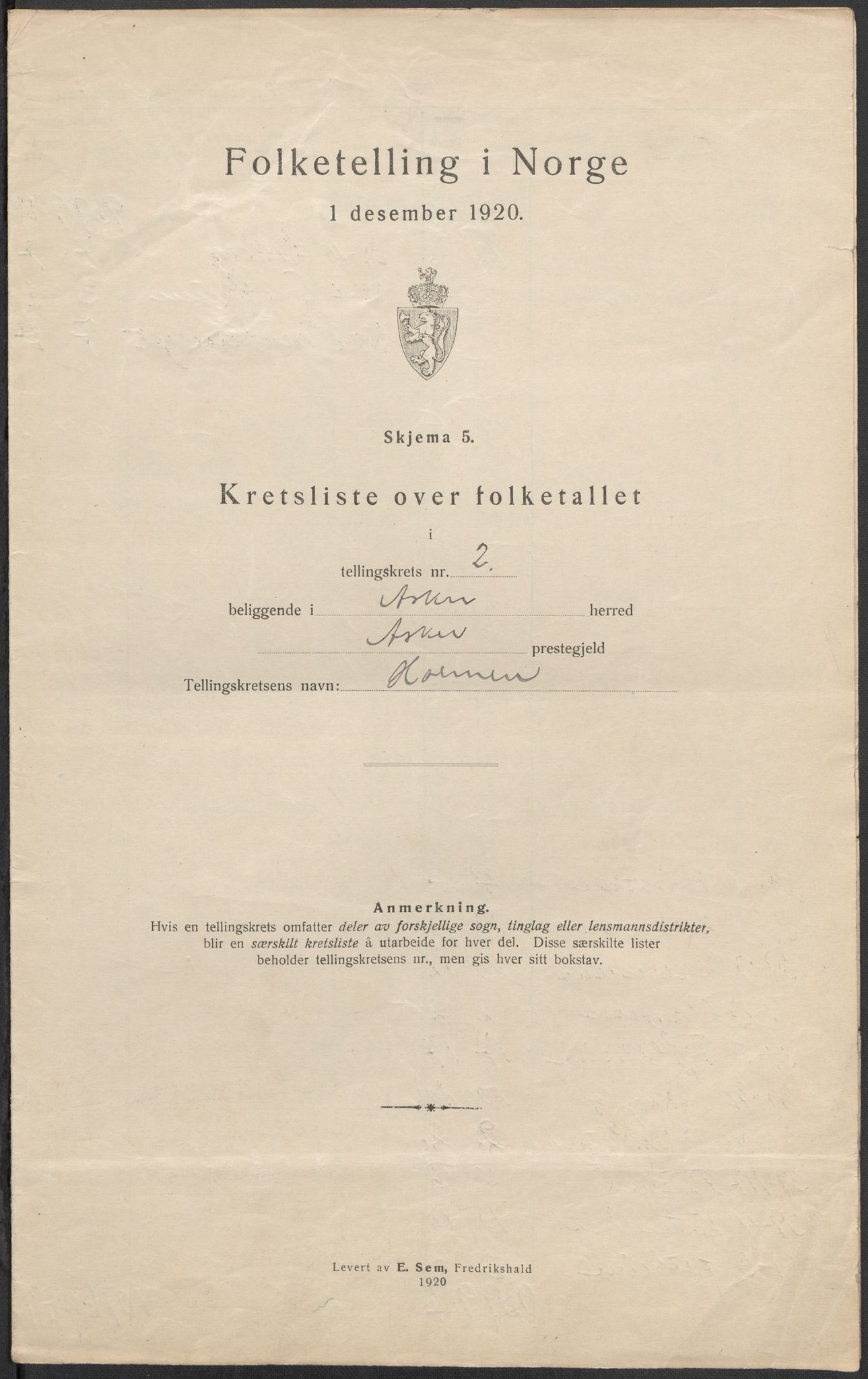 SAO, 1920 census for Asker, 1920, p. 13