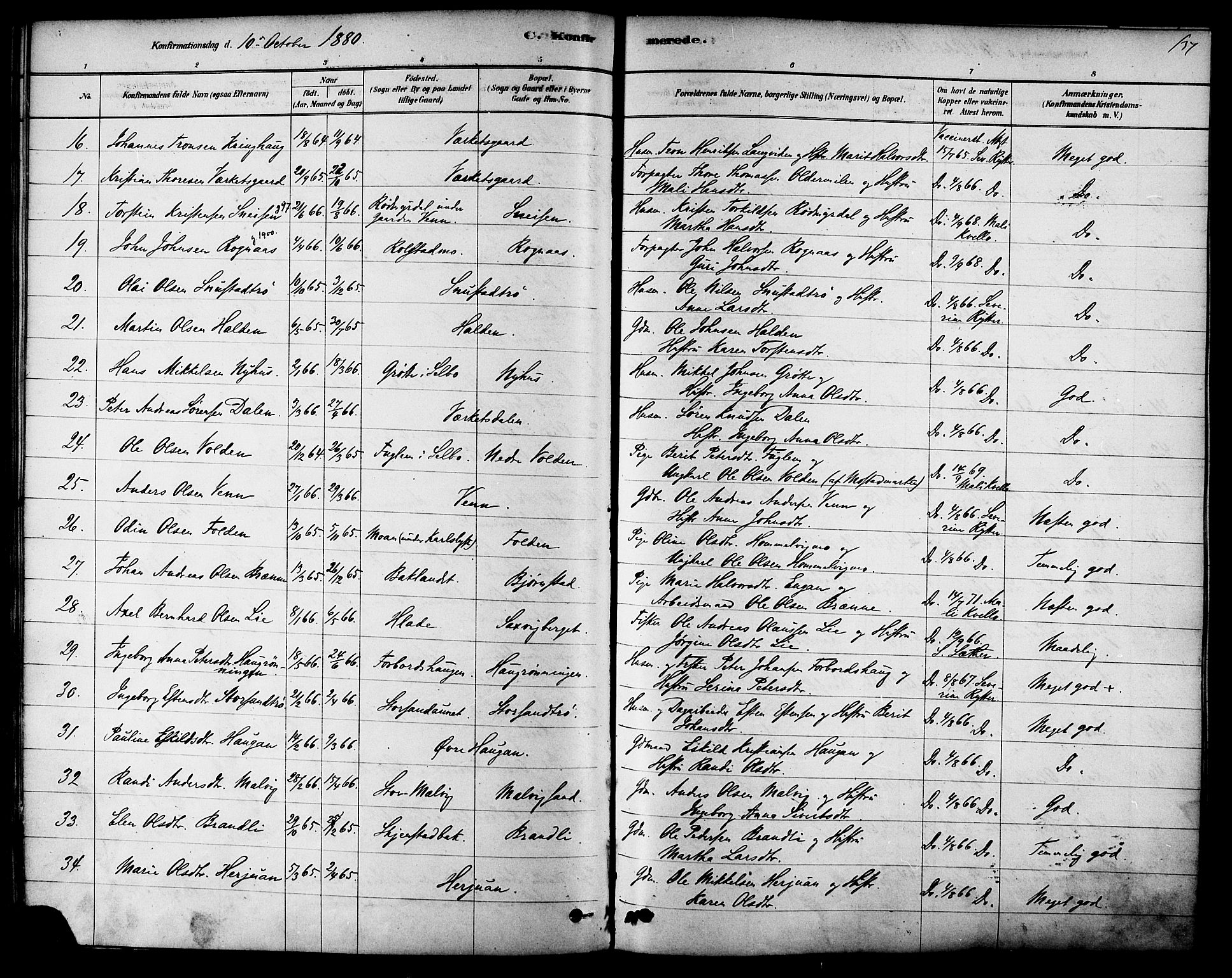 Ministerialprotokoller, klokkerbøker og fødselsregistre - Sør-Trøndelag, SAT/A-1456/616/L0410: Parish register (official) no. 616A07, 1878-1893, p. 137