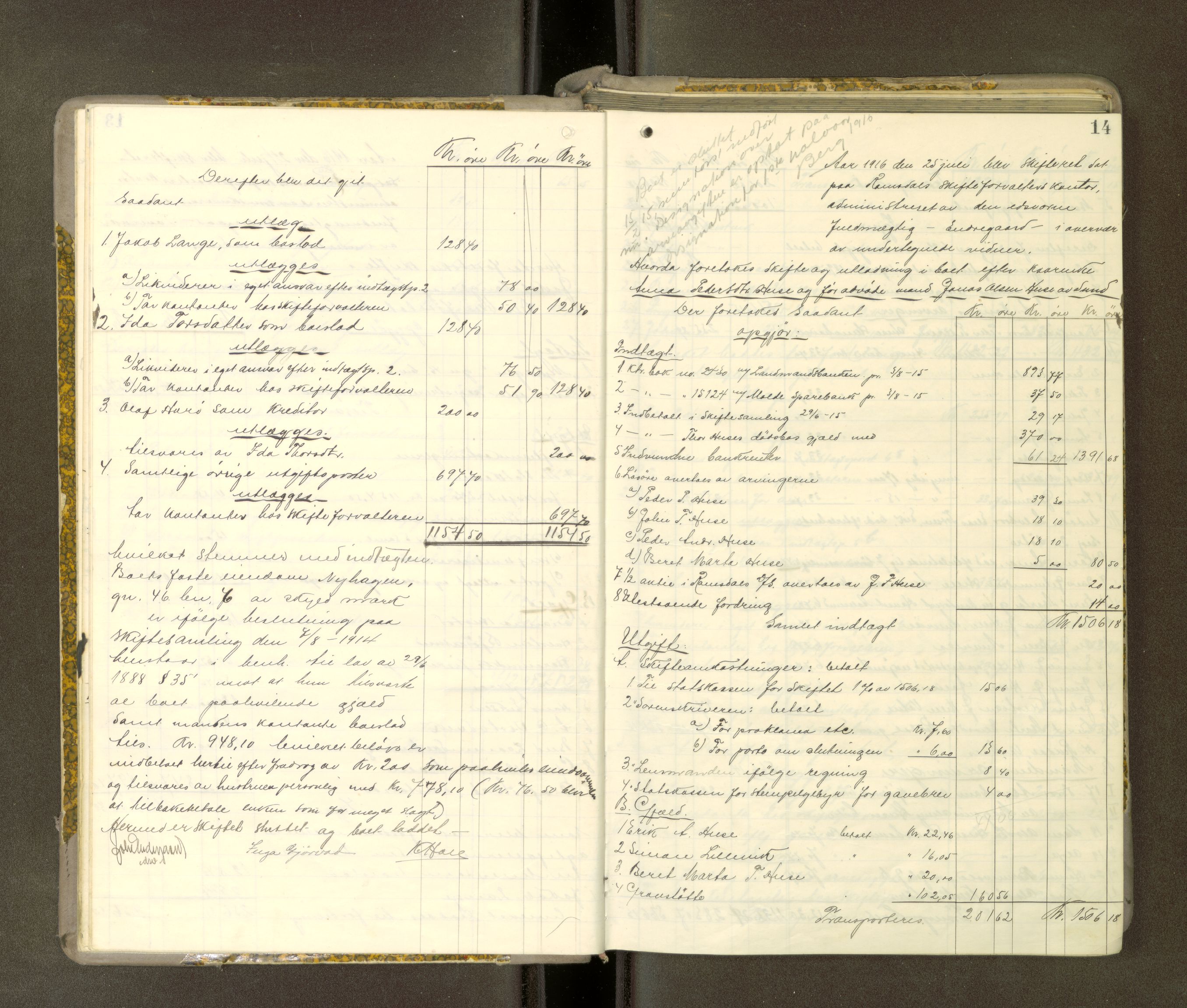 Romsdal sorenskriveri, AV/SAT-A-4149/1/3/3A/L0021: Skifteutlodnings Protokoll 7, 1916-1920, p. 13b-14a