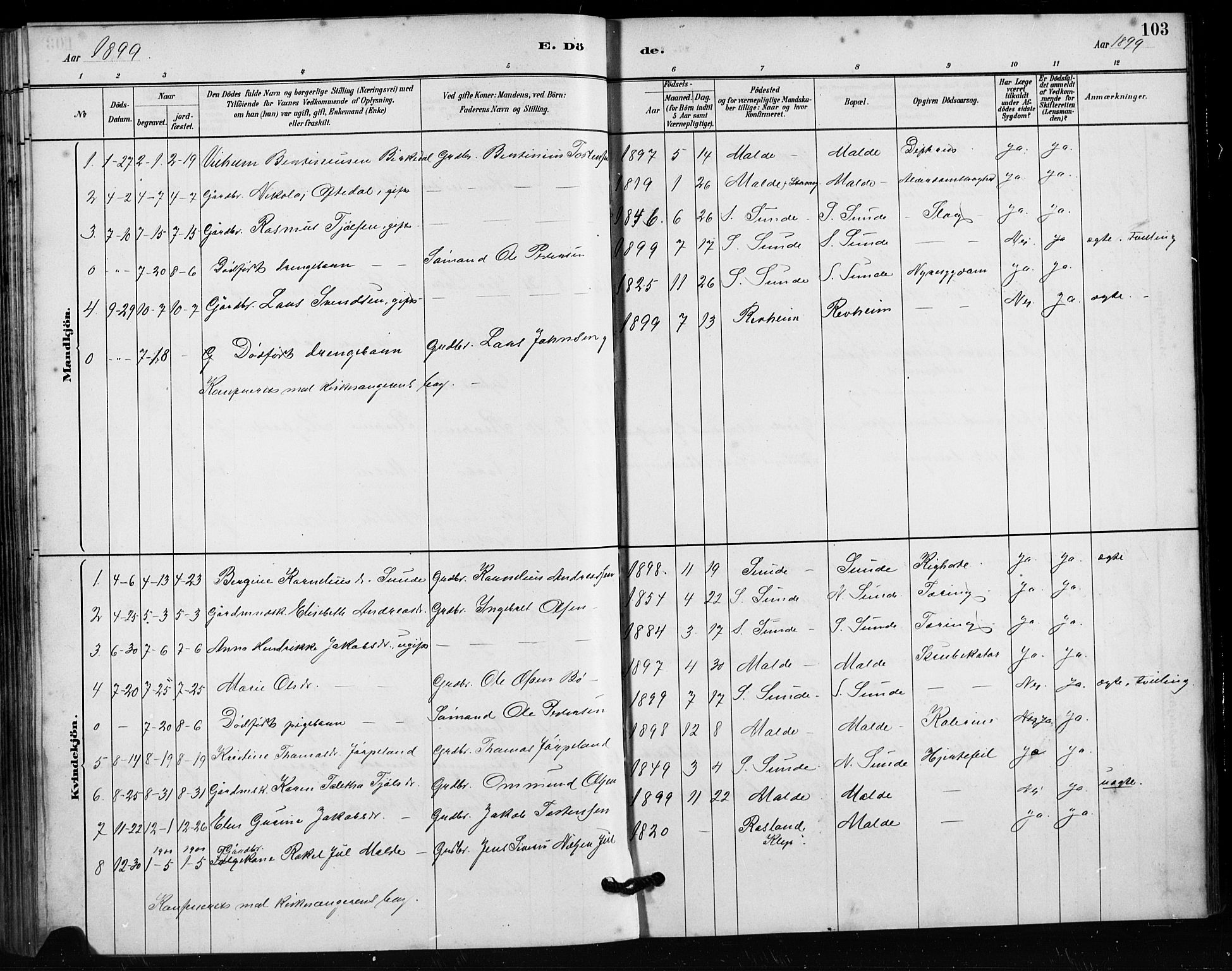 Håland sokneprestkontor, SAST/A-101802/001/30BA/L0011: Parish register (official) no. A 10, 1883-1900, p. 103