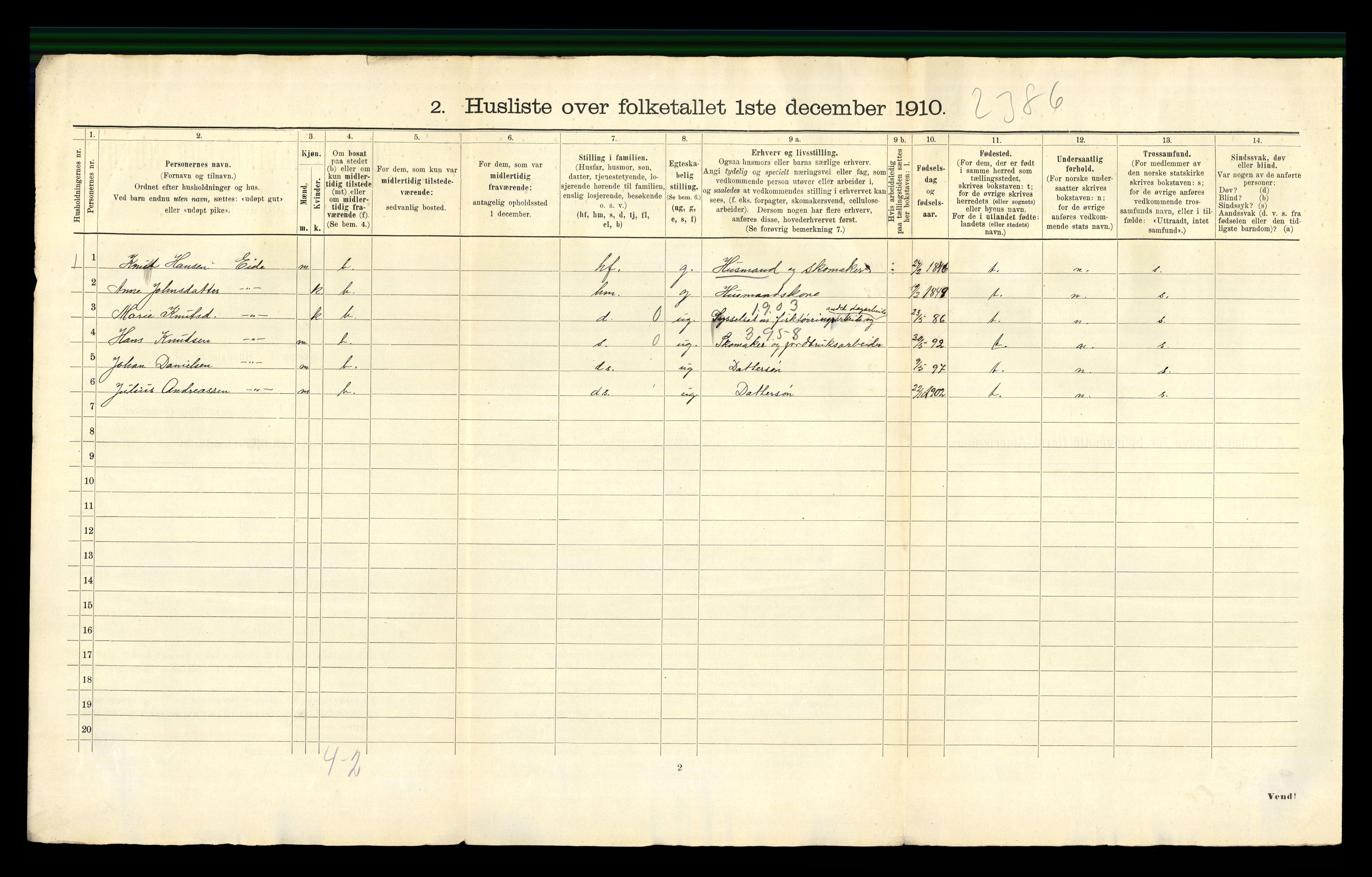 RA, 1910 census for Aure, 1910, p. 41