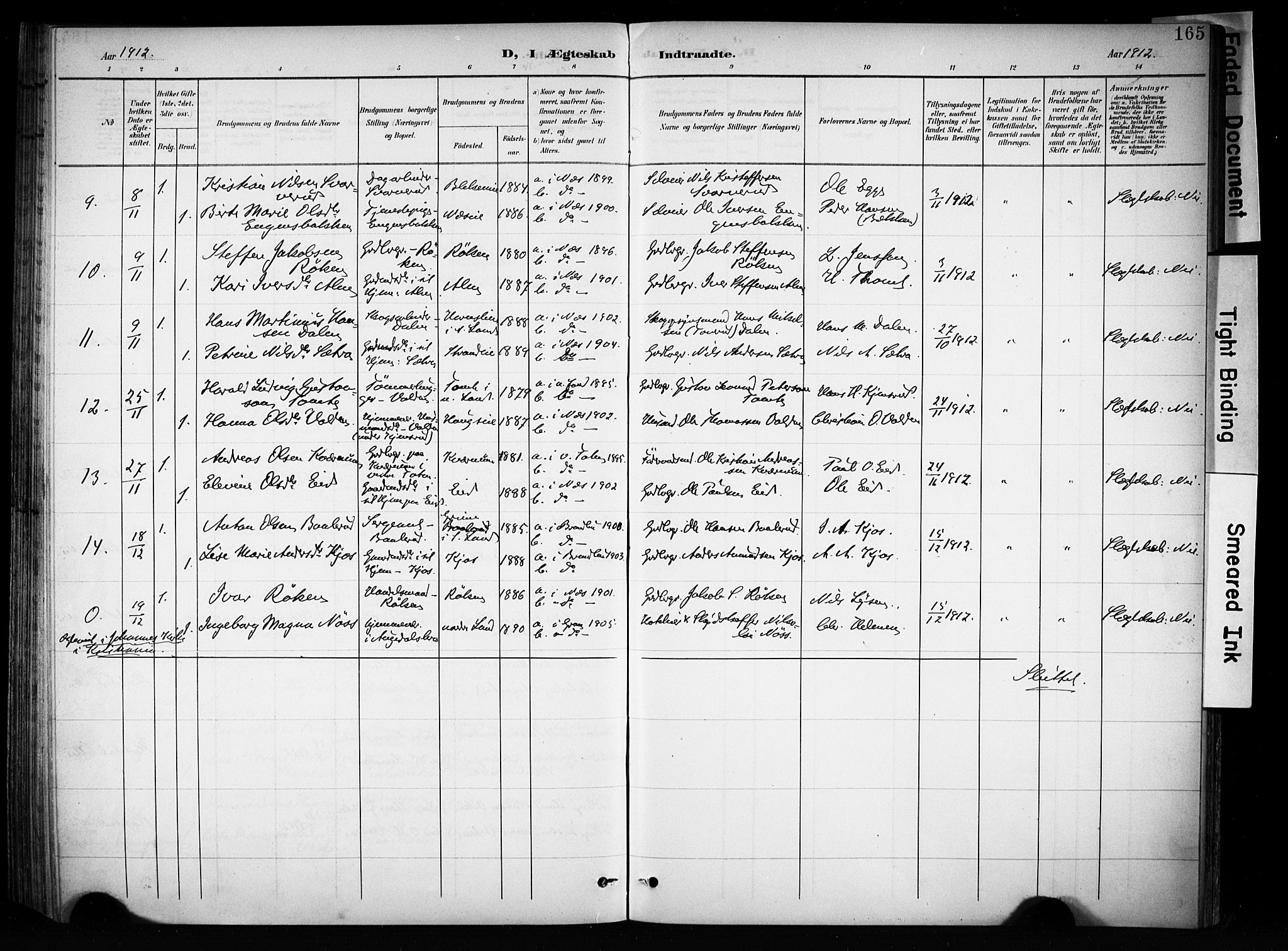 Brandbu prestekontor, SAH/PREST-114/H/Ha/Haa/L0001: Parish register (official) no. 1, 1900-1912, p. 165