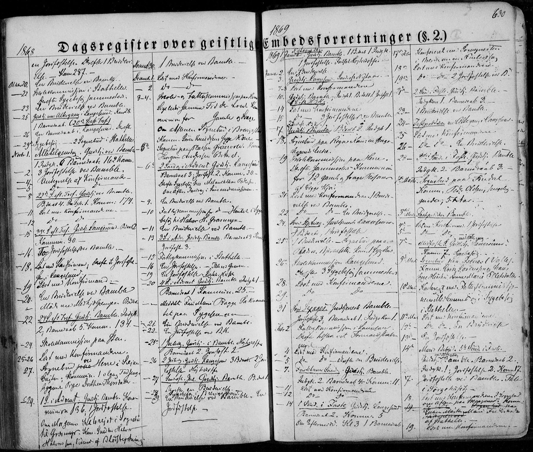 Bamble kirkebøker, AV/SAKO-A-253/F/Fa/L0005: Parish register (official) no. I 5, 1854-1869, p. 630