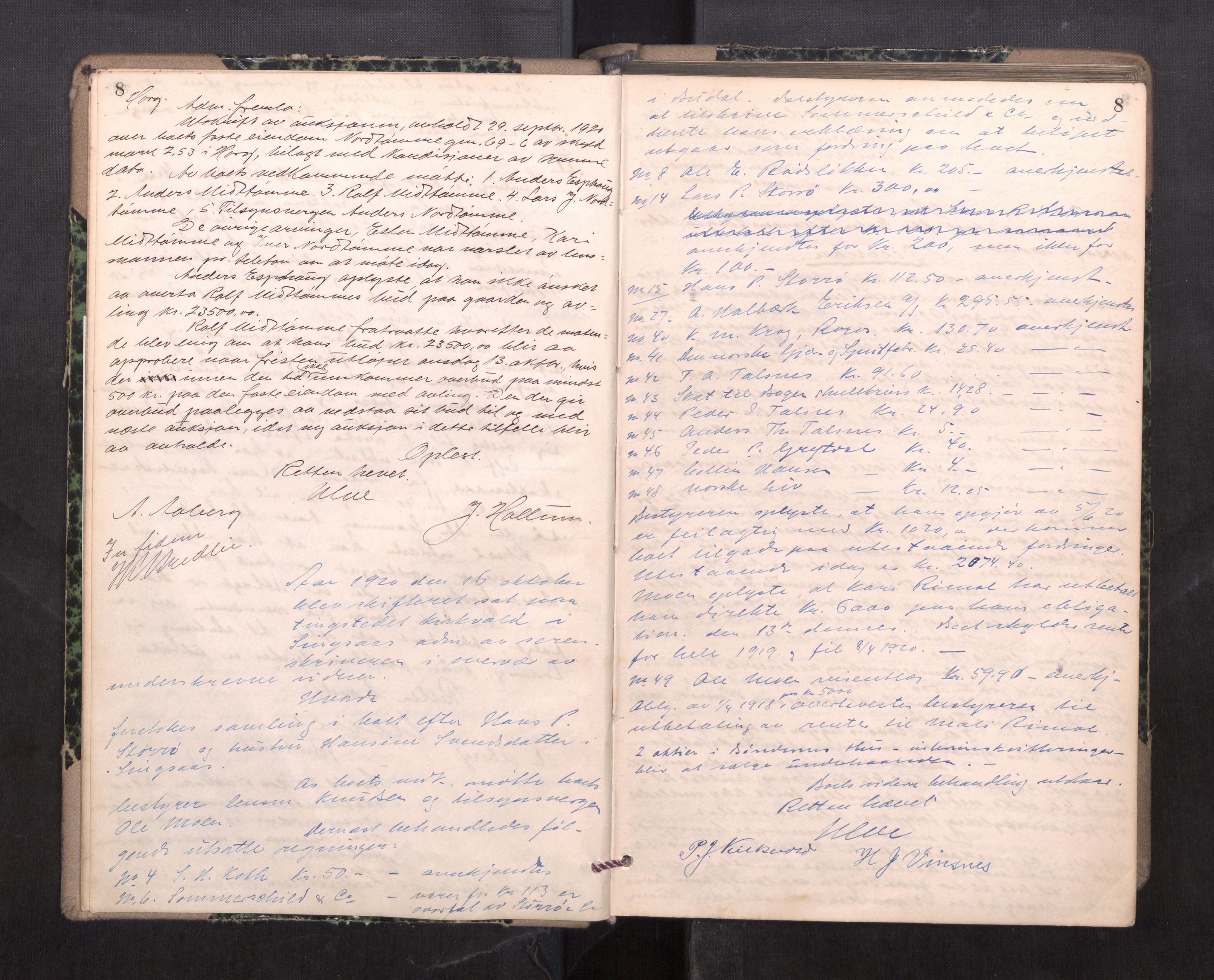 Gauldal sorenskriveri, AV/SAT-A-0014/1/3/3B/L0009: Skiftebehandlingsprotokoll, 1920-1926, p. 8
