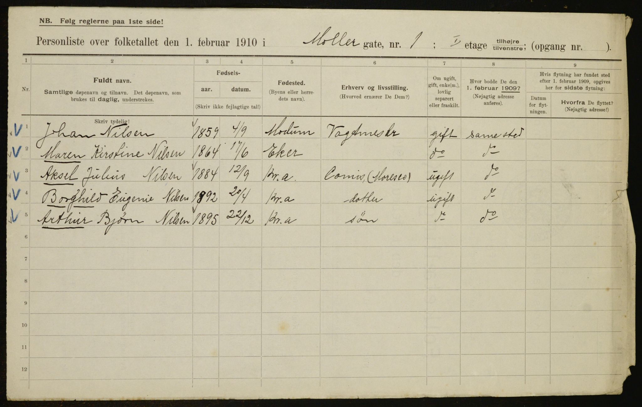 OBA, Municipal Census 1910 for Kristiania, 1910, p. 66039