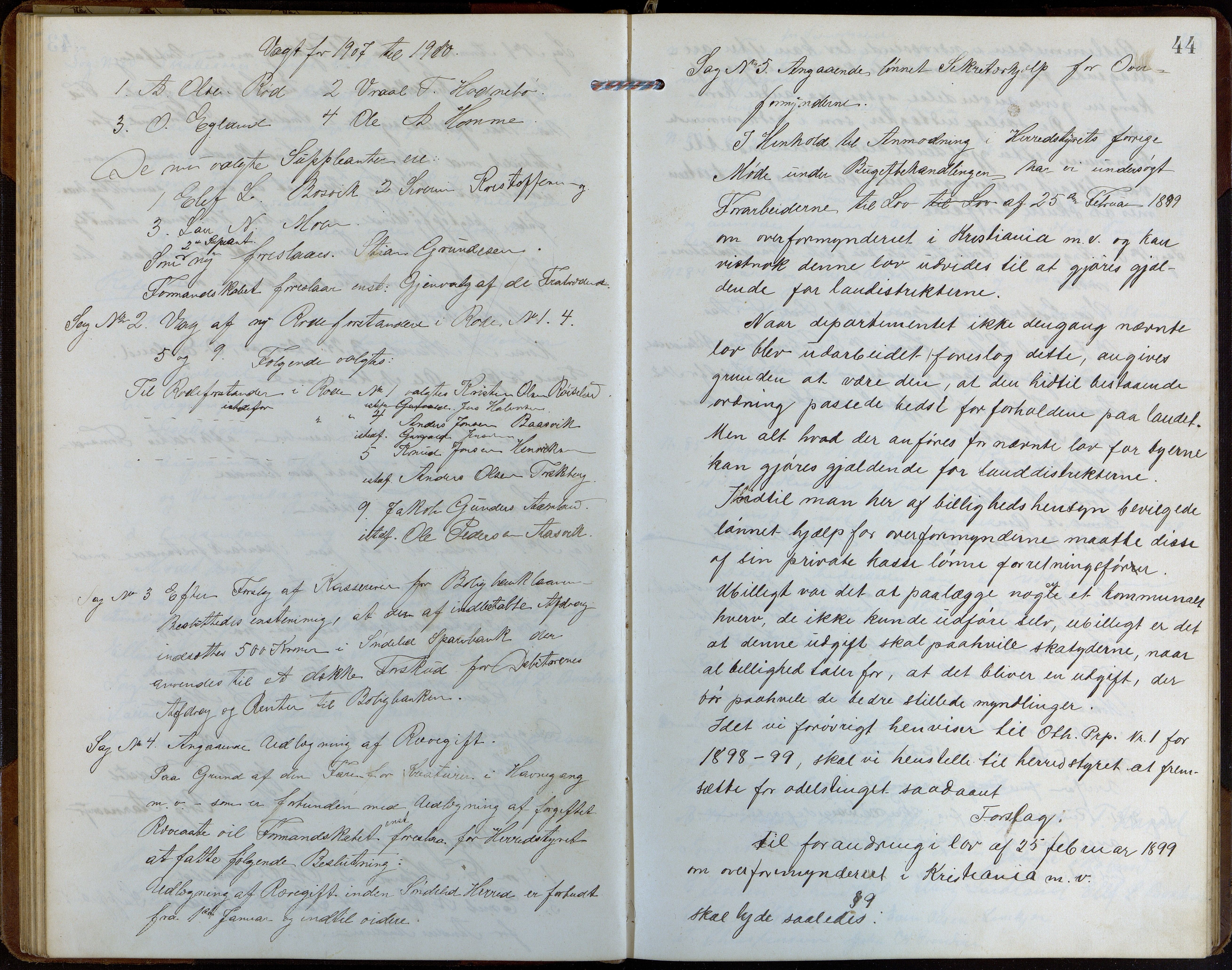 Søndeled kommune, AAKS/KA0913-PK/1/01/L0004: Forhandlingsprotokoll, 1905-1916, p. 44
