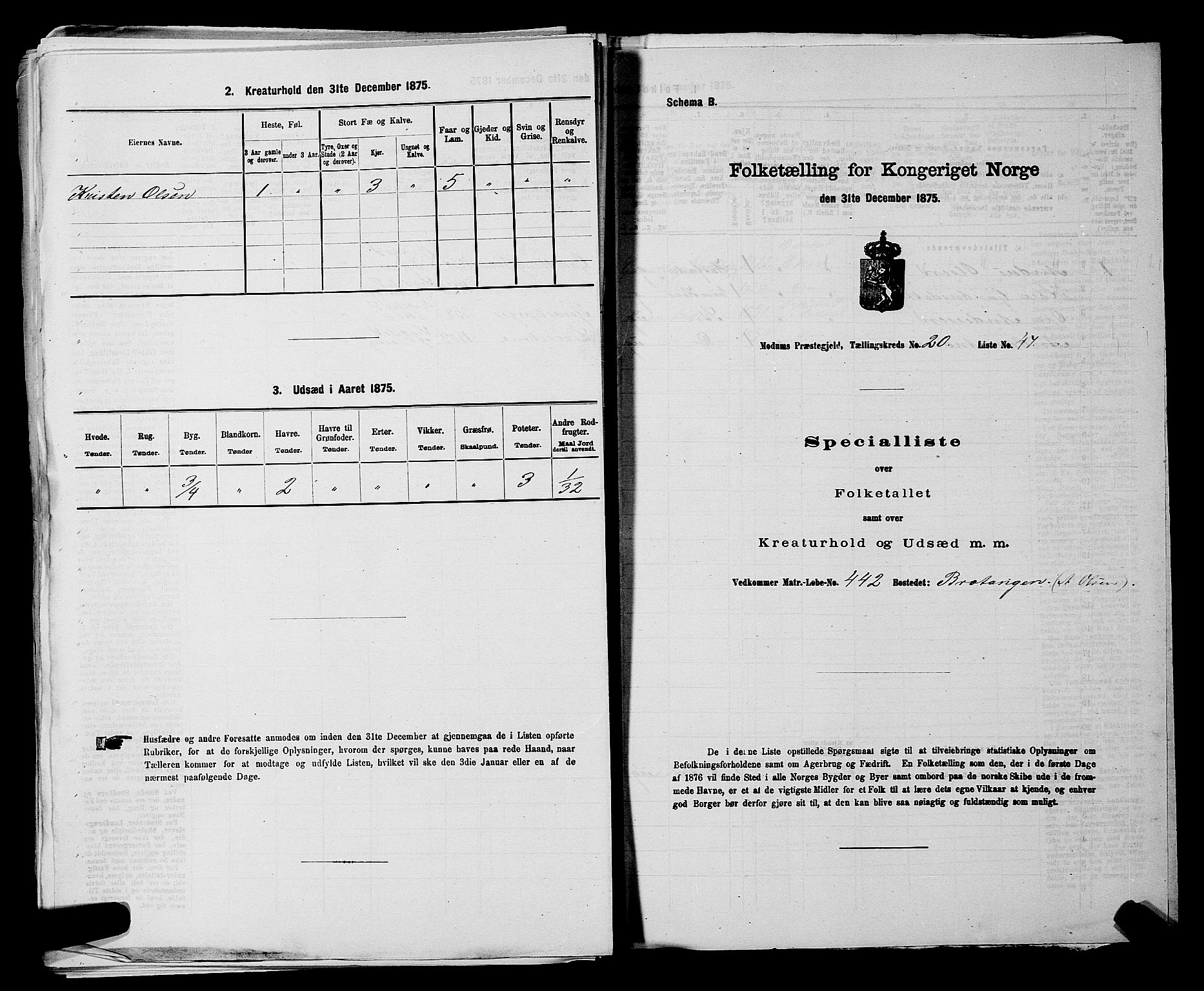 SAKO, 1875 census for 0623P Modum, 1875, p. 2547