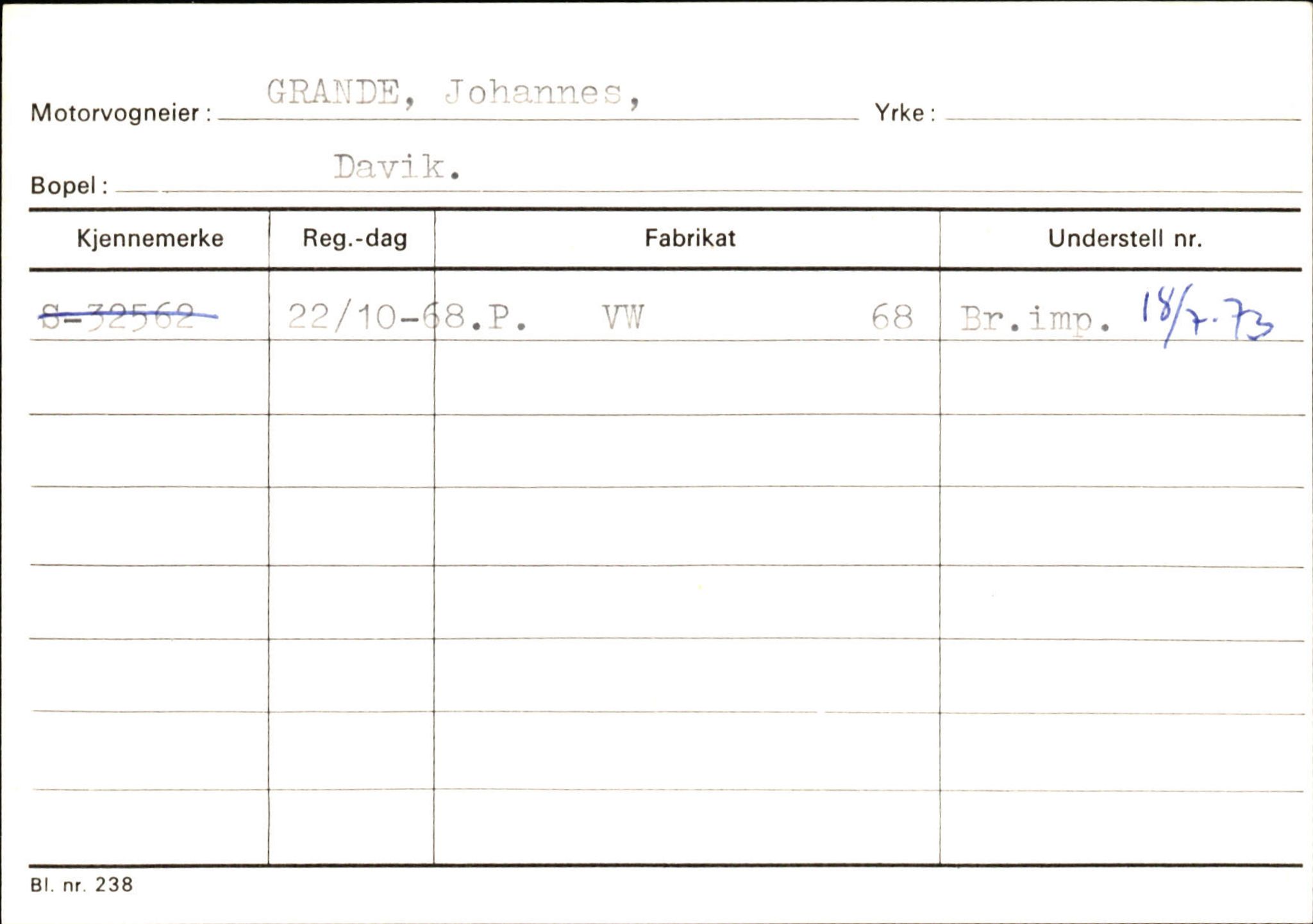 Statens vegvesen, Sogn og Fjordane vegkontor, SAB/A-5301/4/F/L0133: Eigarregister Bremanger A-Å. Gaular A-H, 1945-1975, p. 545