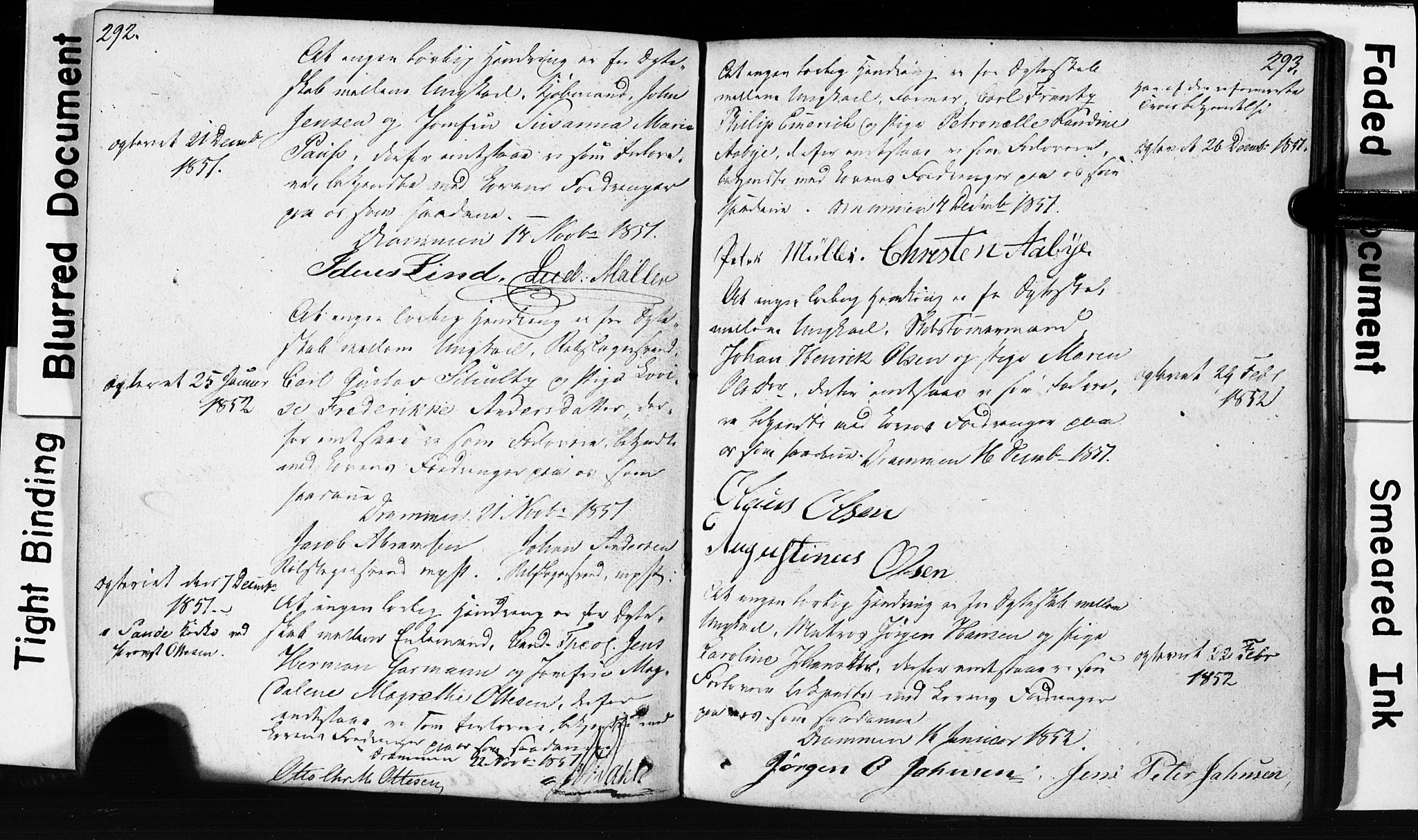 Strømsø kirkebøker, AV/SAKO-A-246/H/Hb/L0002: Best man's statements no. 2, 1815-1857, p. 292-293