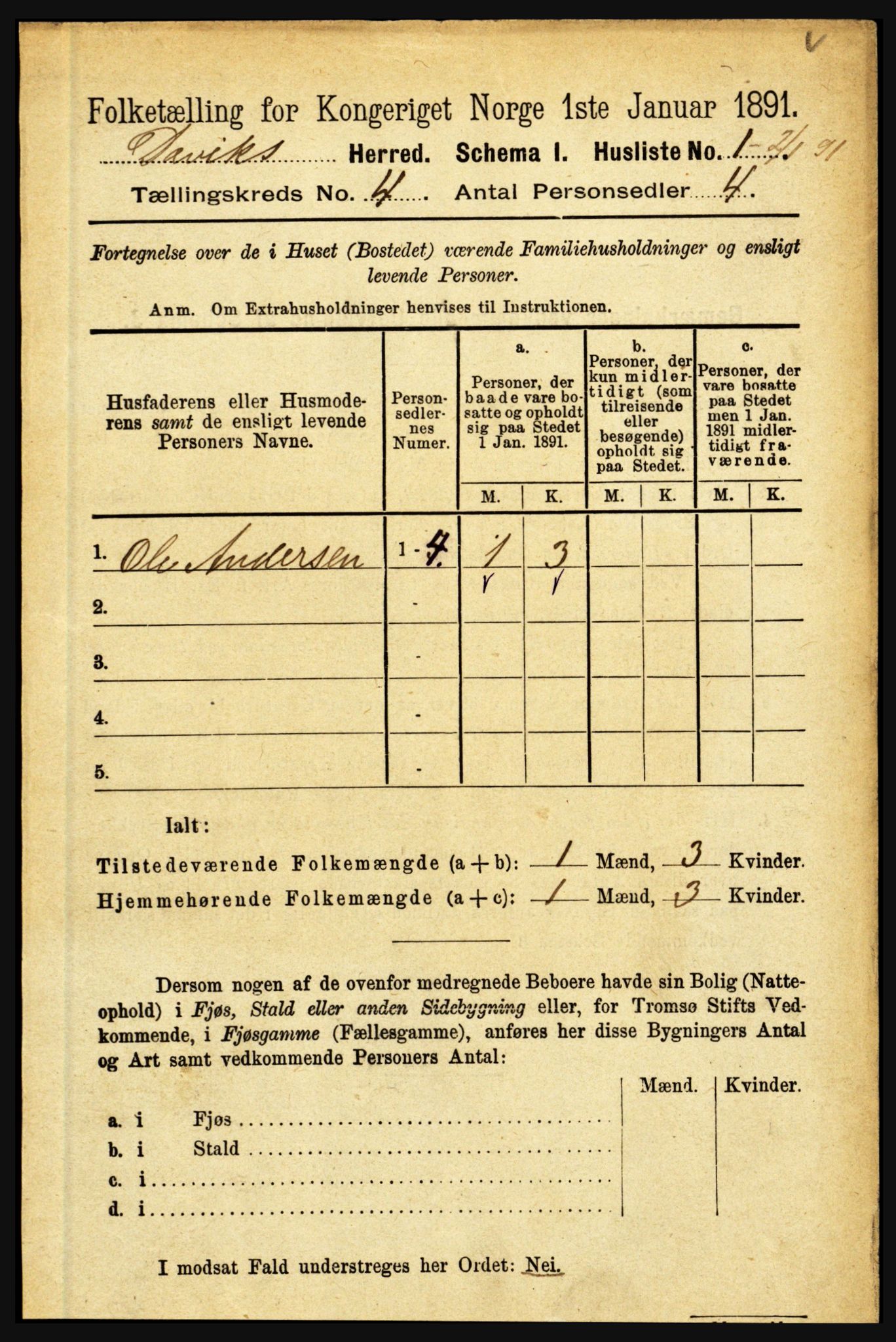 RA, 1891 census for 1442 Davik, 1891, p. 1278