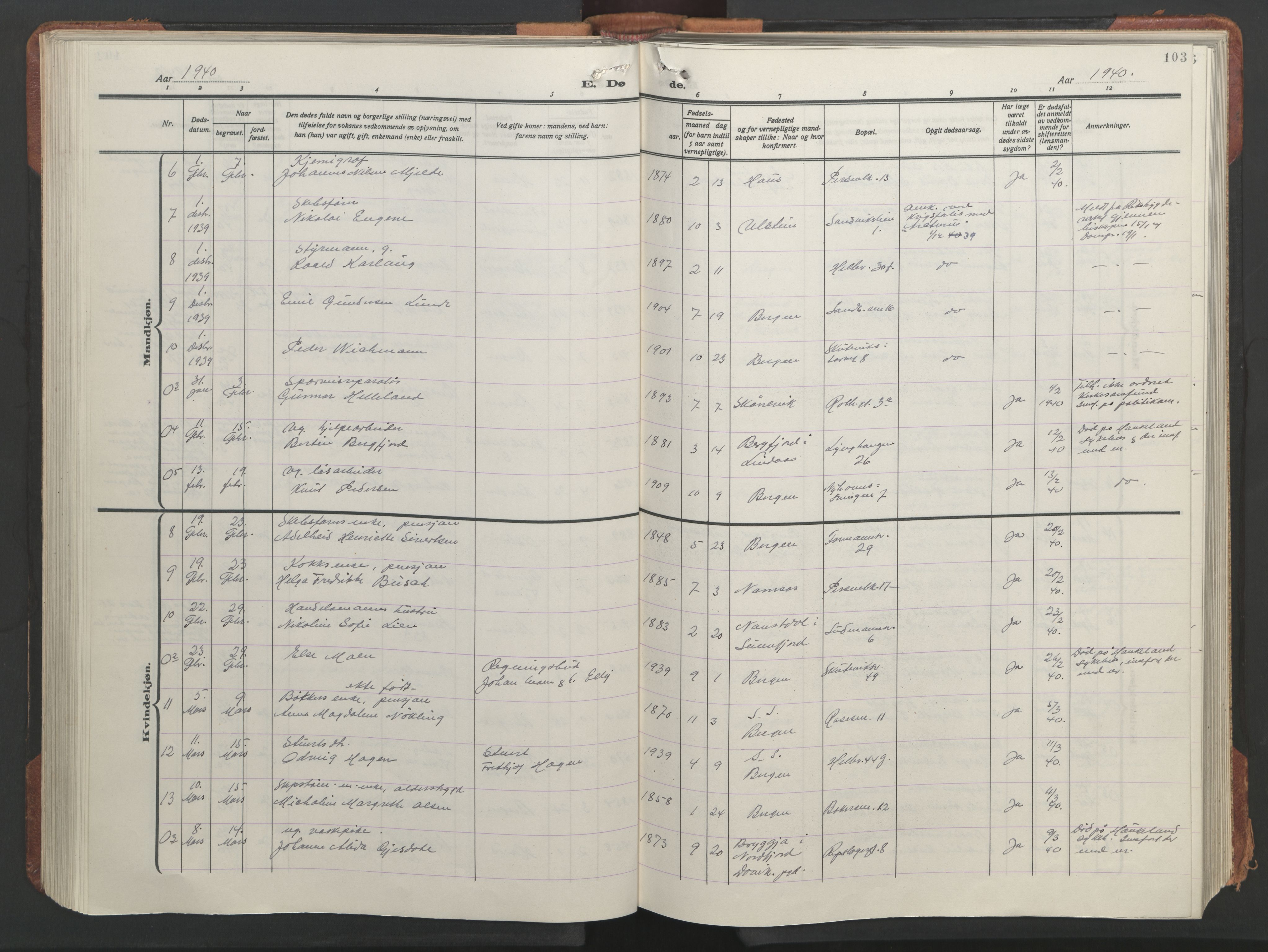 Sandviken Sokneprestembete, AV/SAB-A-77601/H/Hb/L0018: Parish register (copy) no. E 2, 1926-1962, p. 102b-103a