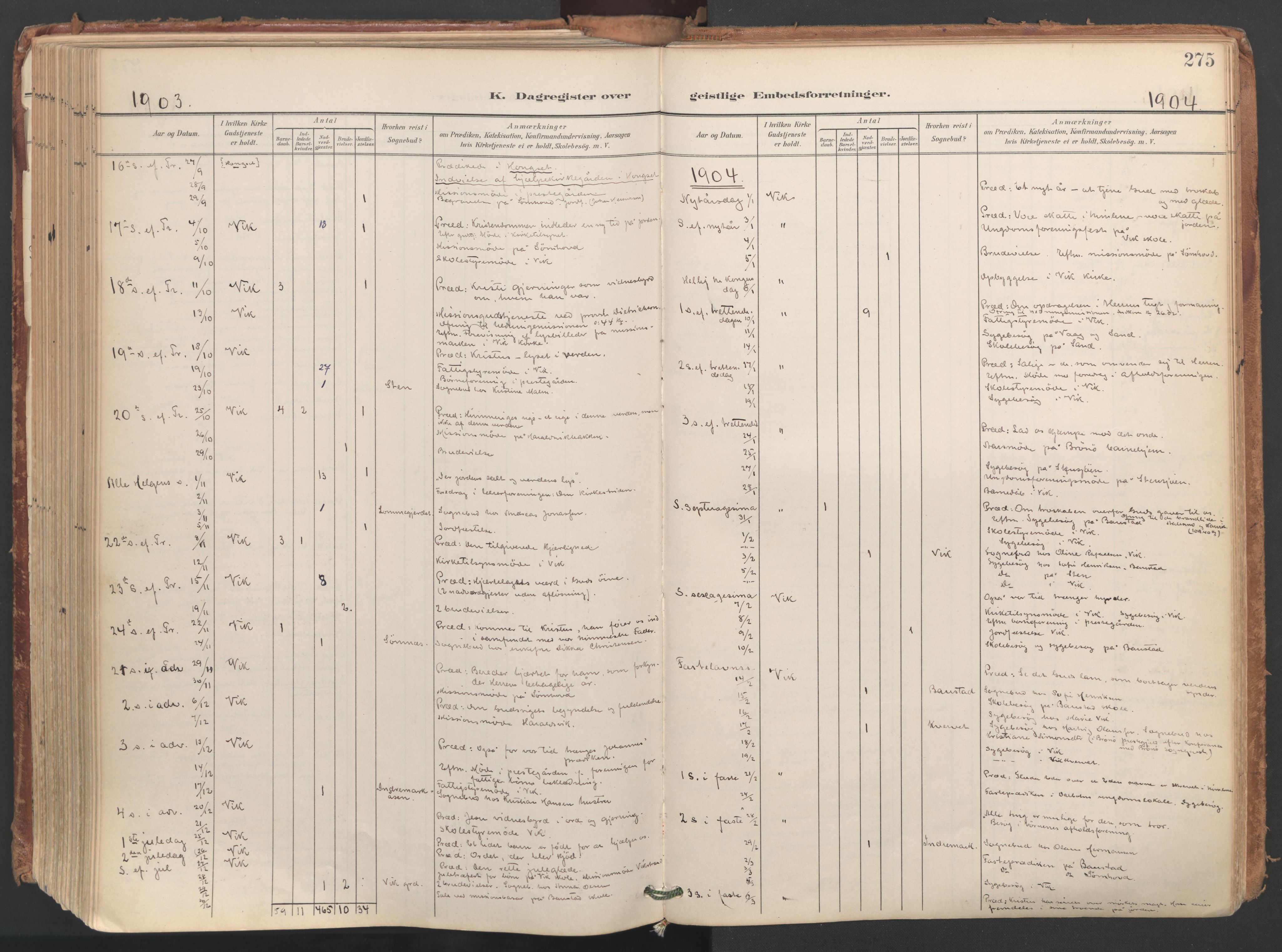 Ministerialprotokoller, klokkerbøker og fødselsregistre - Nordland, SAT/A-1459/812/L0180: Parish register (official) no. 812A09, 1901-1915, p. 275
