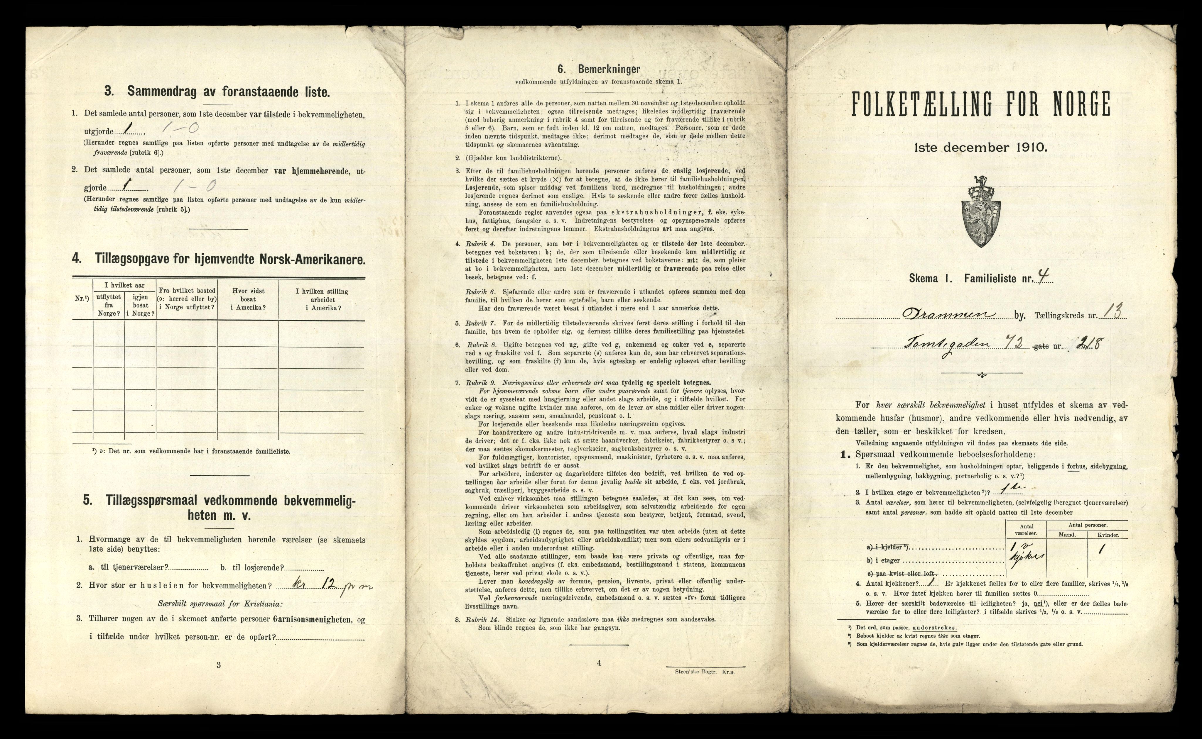 RA, 1910 census for Drammen, 1910, p. 9116