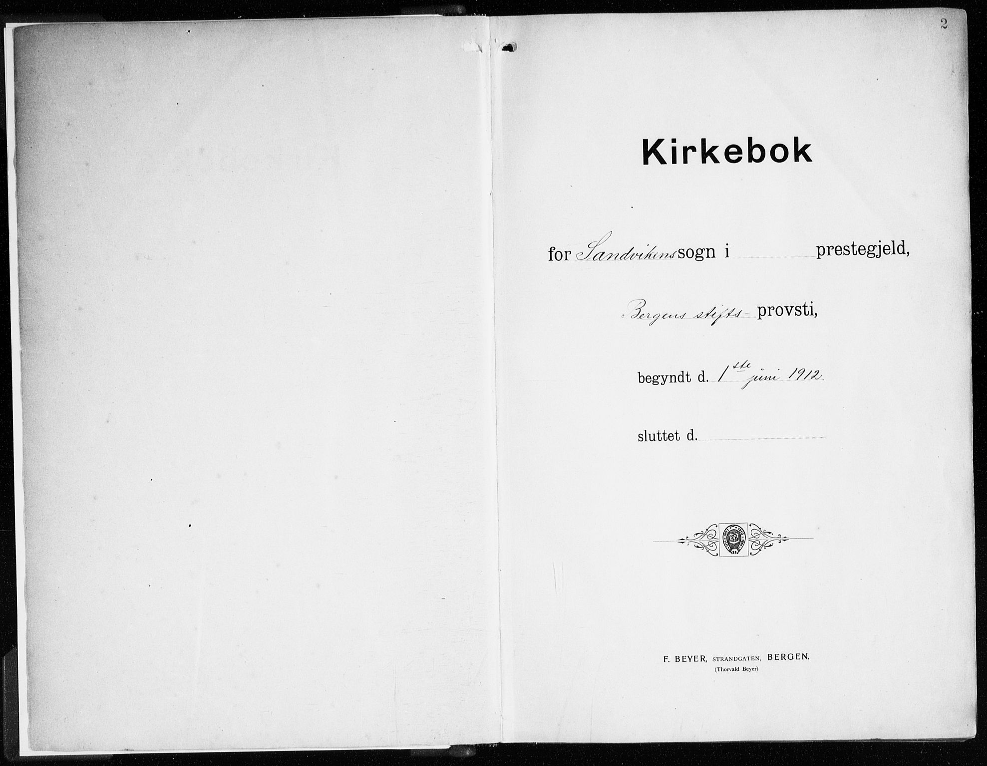 Sandviken Sokneprestembete, AV/SAB-A-77601/H/Ha/L0007: Parish register (official) no. B 4, 1912-1924, p. 2