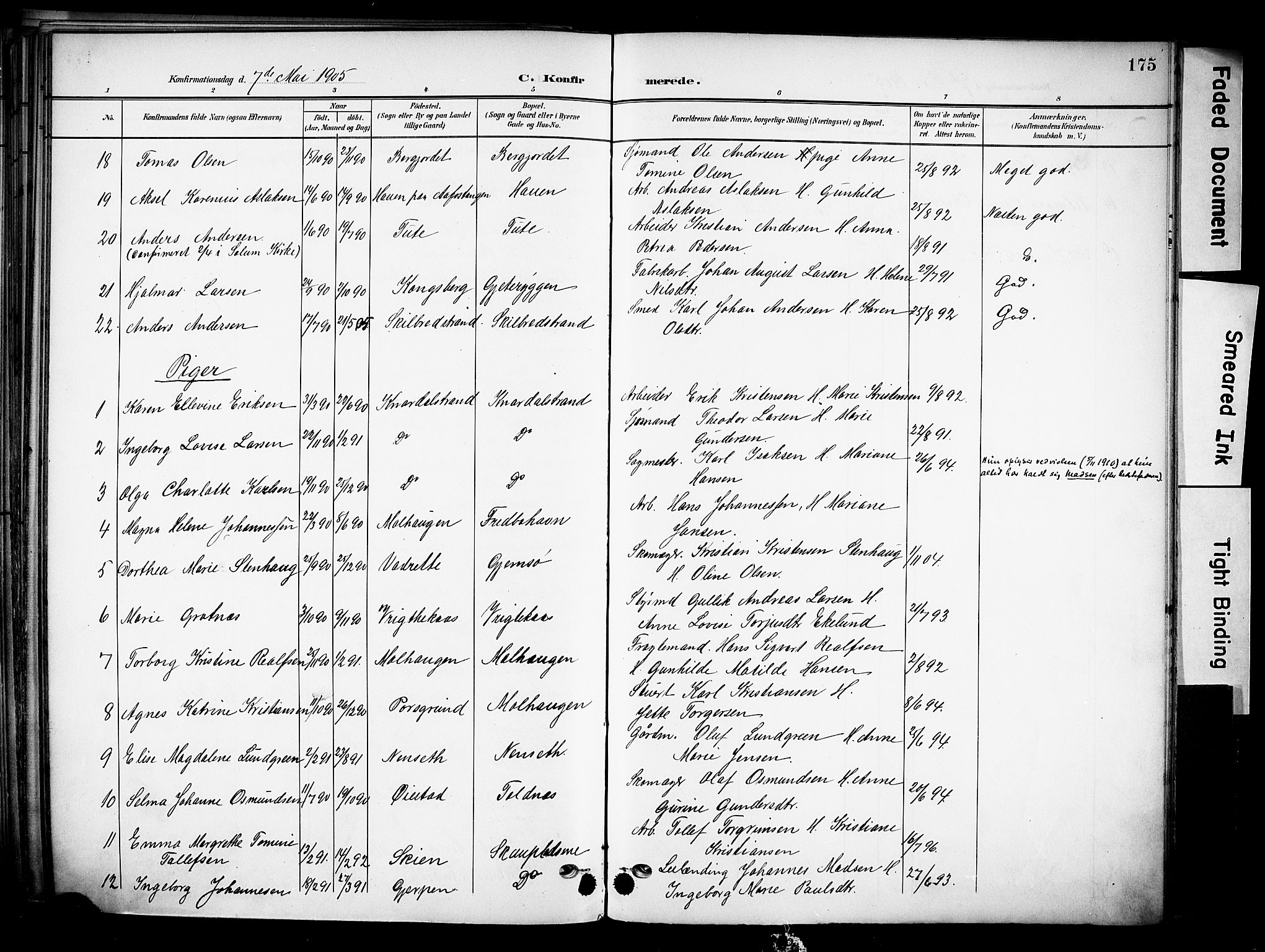 Solum kirkebøker, SAKO/A-306/F/Fa/L0011: Parish register (official) no. I 11, 1898-1909, p. 175