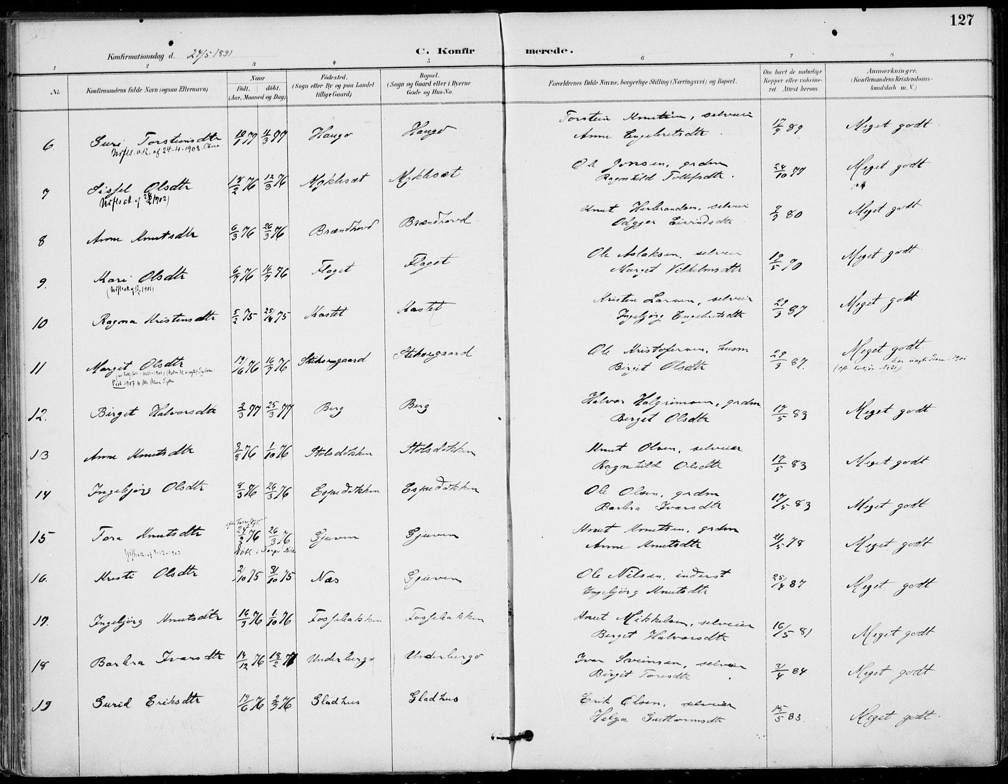 Gol kirkebøker, AV/SAKO-A-226/F/Fa/L0005: Parish register (official) no. I 5, 1887-1900, p. 127