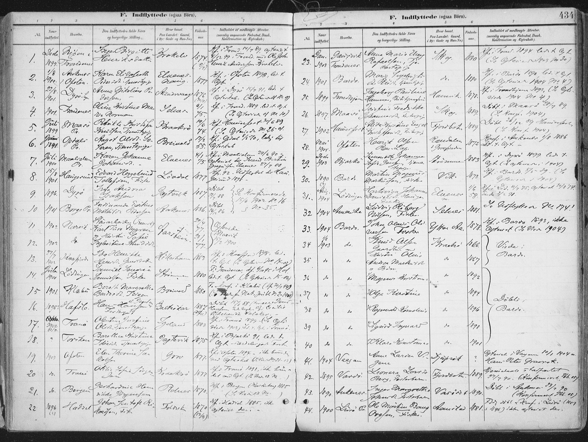 Ibestad sokneprestembete, SATØ/S-0077/H/Ha/Haa/L0017kirke: Parish register (official) no. 17, 1901-1914, p. 434