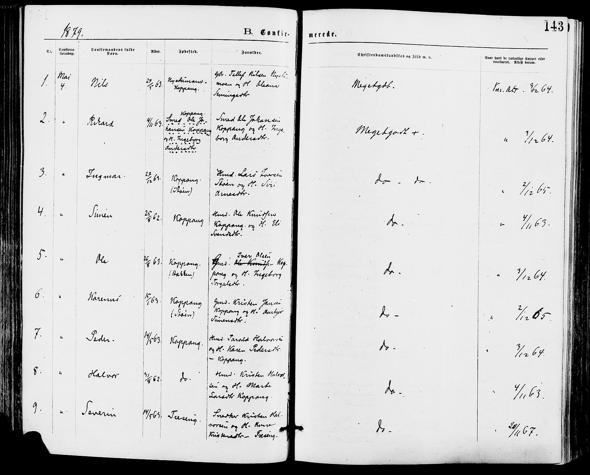 Stor-Elvdal prestekontor, SAH/PREST-052/H/Ha/Haa/L0001: Parish register (official) no. 1, 1871-1882, p. 143