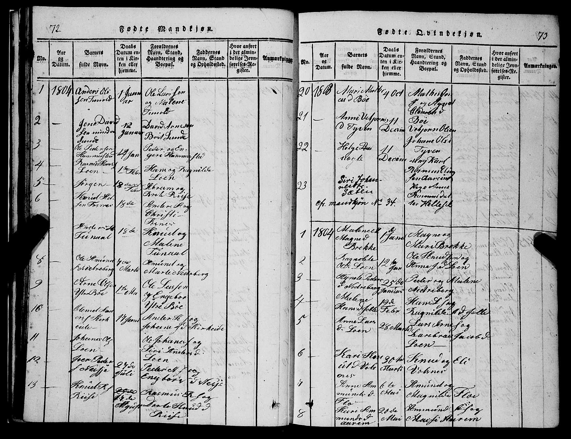 Stryn Sokneprestembete, SAB/A-82501: Parish register (copy) no. C 1, 1801-1845, p. 72-73