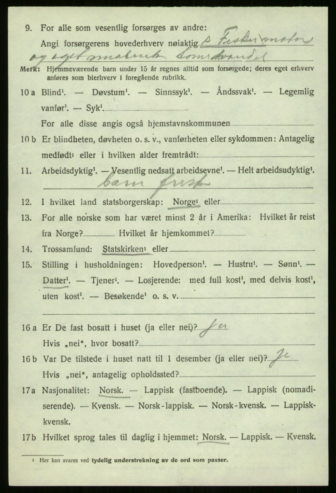 SATØ, 1920 census for Nordreisa, 1920, p. 1256