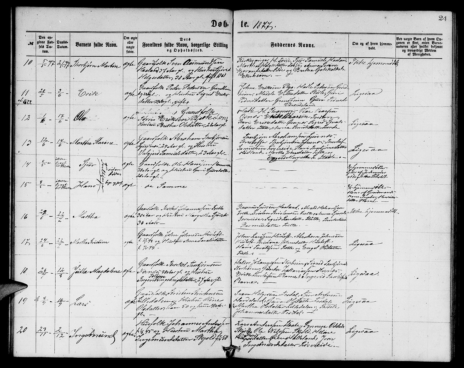 Etne sokneprestembete, SAB/A-75001/H/Hab: Parish register (copy) no. C 3, 1866-1878, p. 24