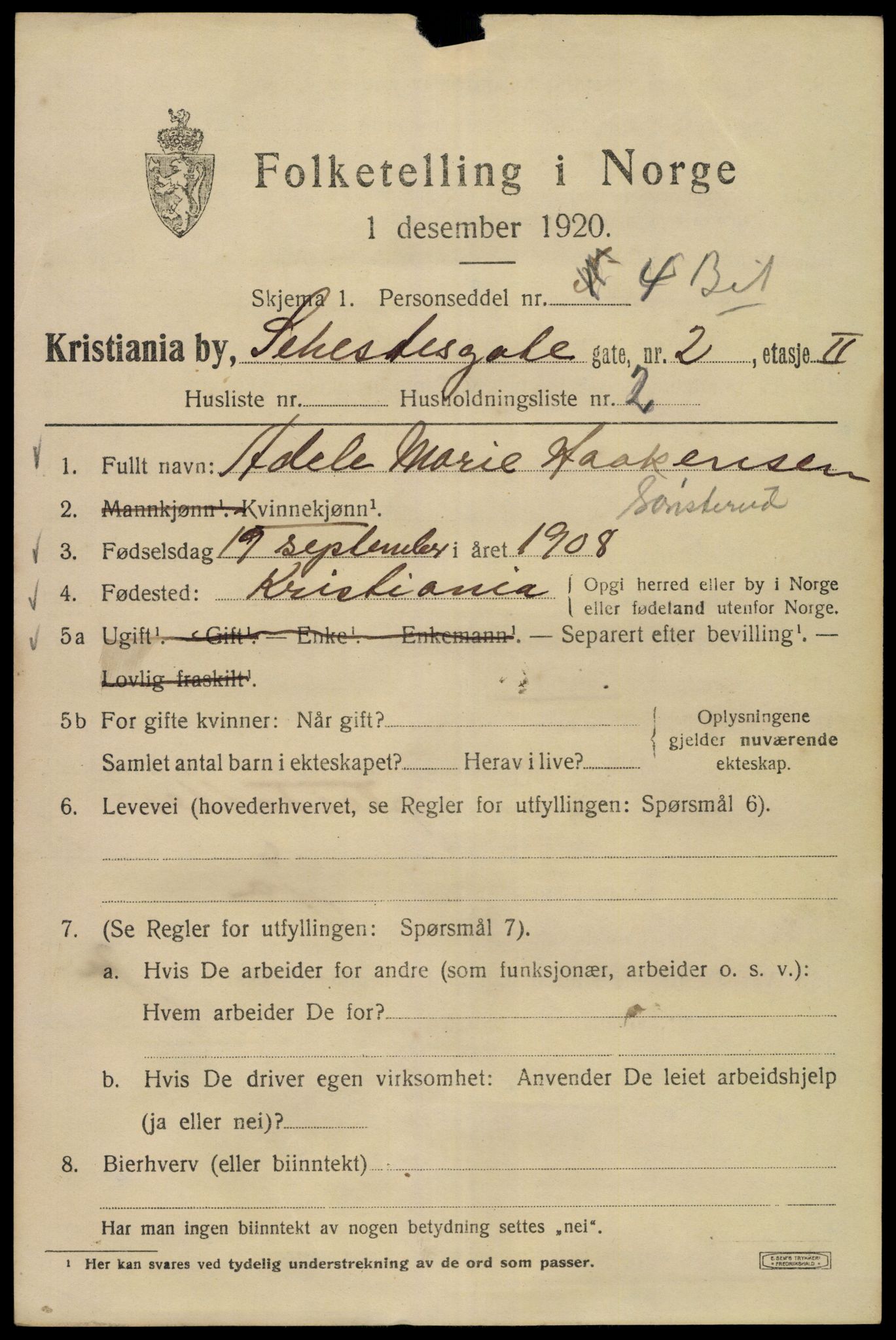 SAO, 1920 census for Kristiania, 1920, p. 505489