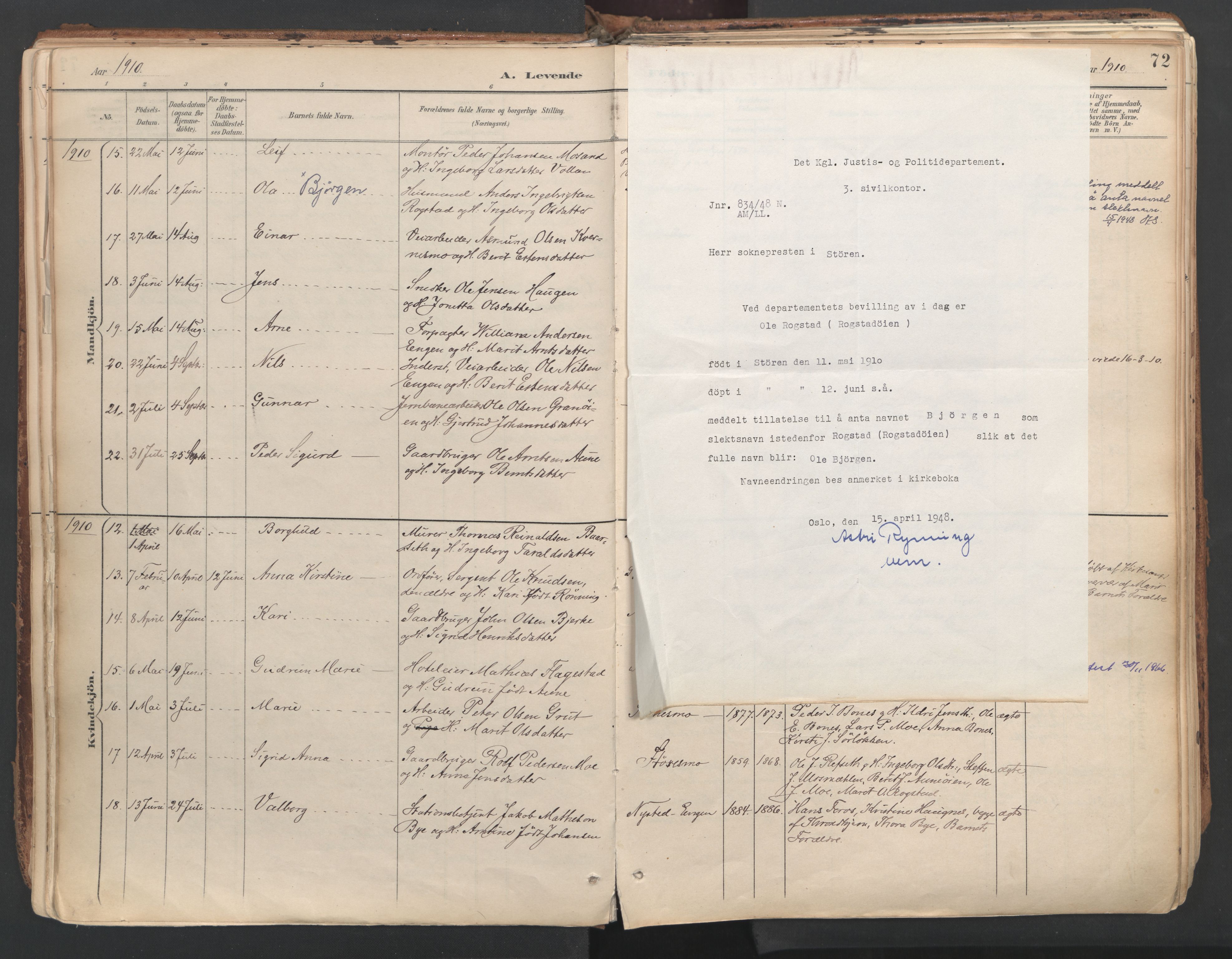 Ministerialprotokoller, klokkerbøker og fødselsregistre - Sør-Trøndelag, SAT/A-1456/687/L1004: Parish register (official) no. 687A10, 1891-1923