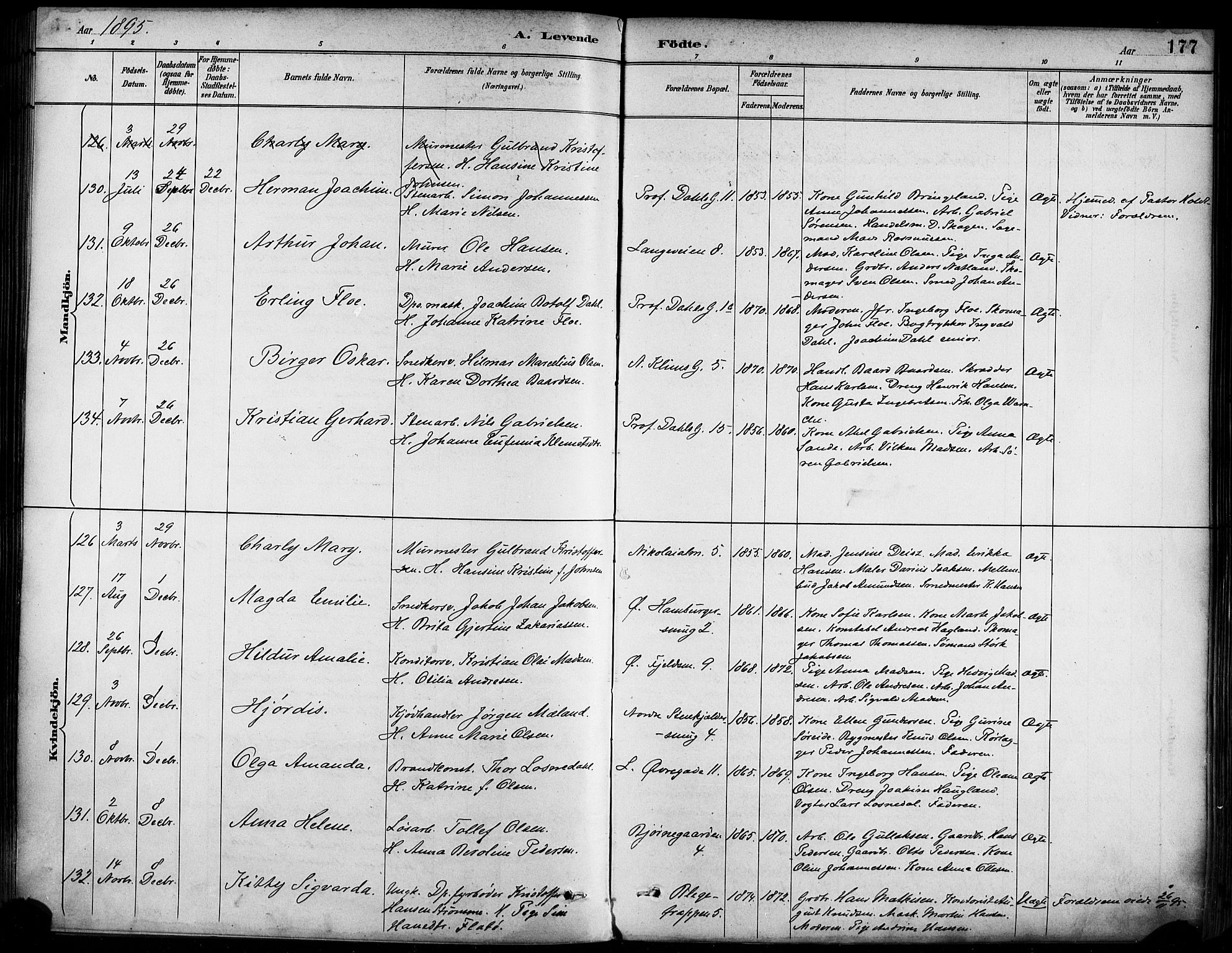 Korskirken sokneprestembete, AV/SAB-A-76101/H/Haa/L0022: Parish register (official) no. B 8, 1889-1899, p. 177