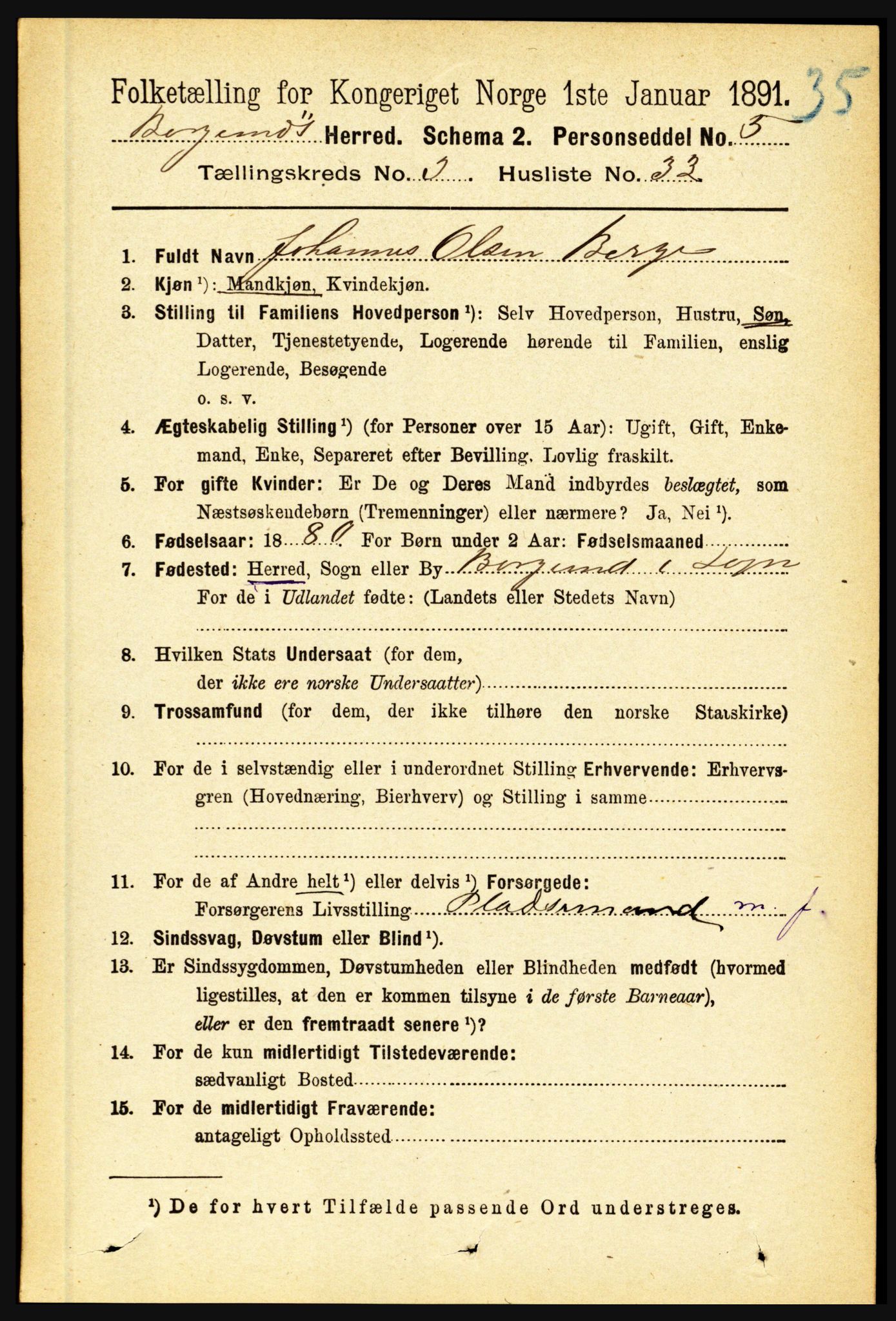 RA, 1891 census for 1423 Borgund, 1891, p. 777