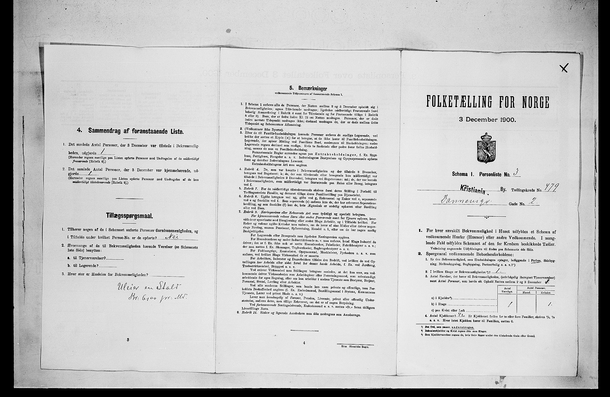 SAO, 1900 census for Kristiania, 1900, p. 15393