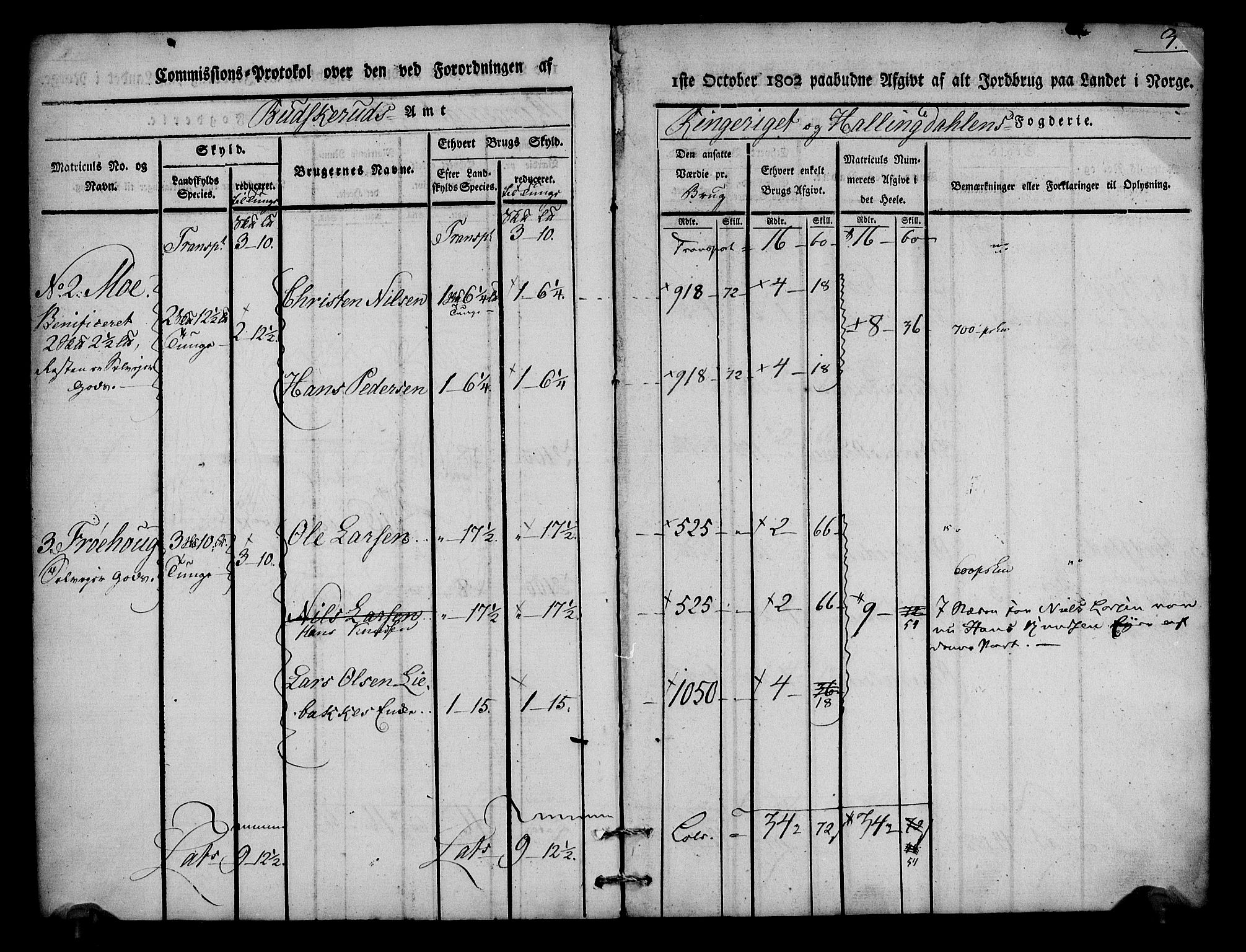 Rentekammeret inntil 1814, Realistisk ordnet avdeling, AV/RA-EA-4070/N/Ne/Nea/L0046: Ringerike og Hallingdal fogderi. Kommisjonsprotokoll for Hole prestegjeld, 1803, p. 4