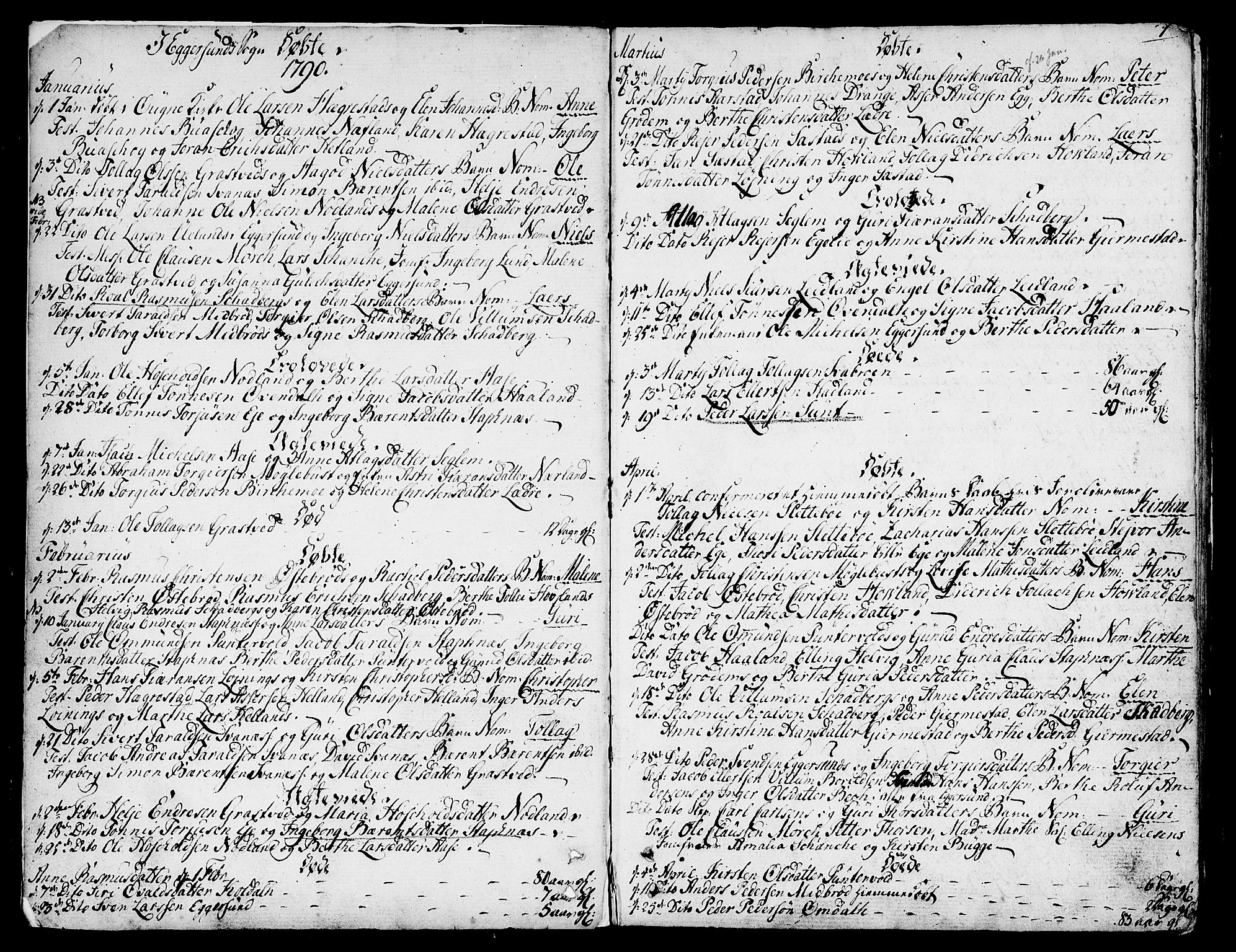 Eigersund sokneprestkontor, AV/SAST-A-101807/001/30/30BA/L0005: Parish register (official) no. A 5 /1, 1790-1808, p. 1