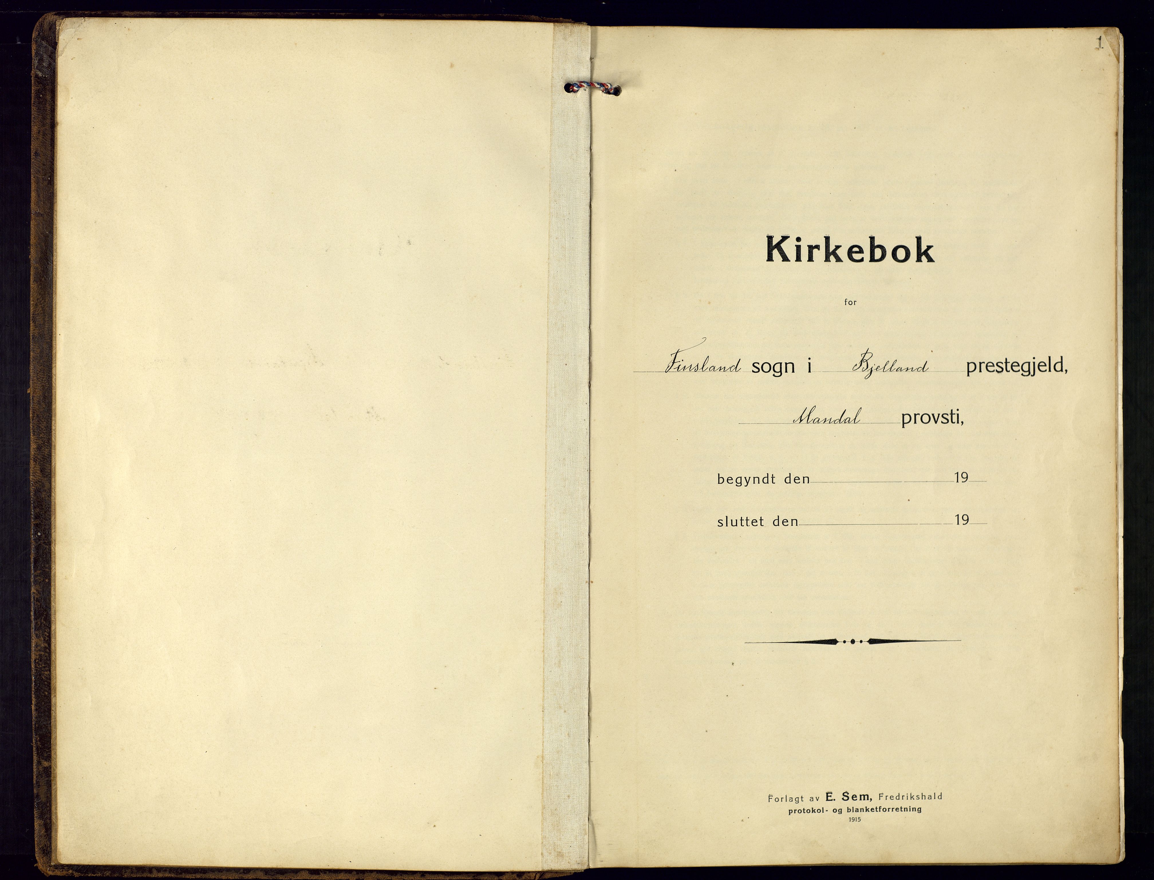 Bjelland sokneprestkontor, AV/SAK-1111-0005/F/Fb/Fbb/L0006: Parish register (copy) no. B-6, 1918-1946, p. 1