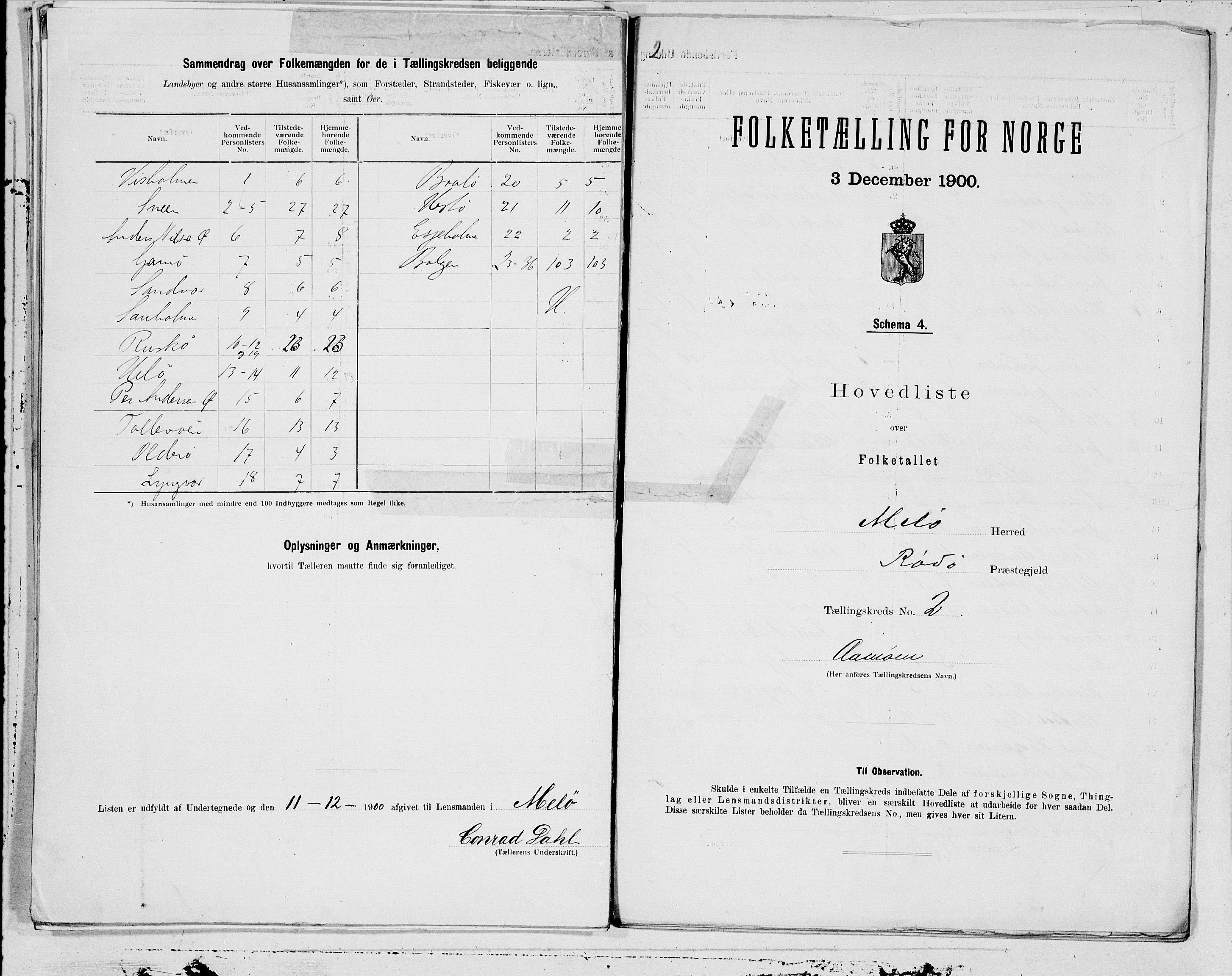 SAT, 1900 census for Meløy, 1900, p. 4