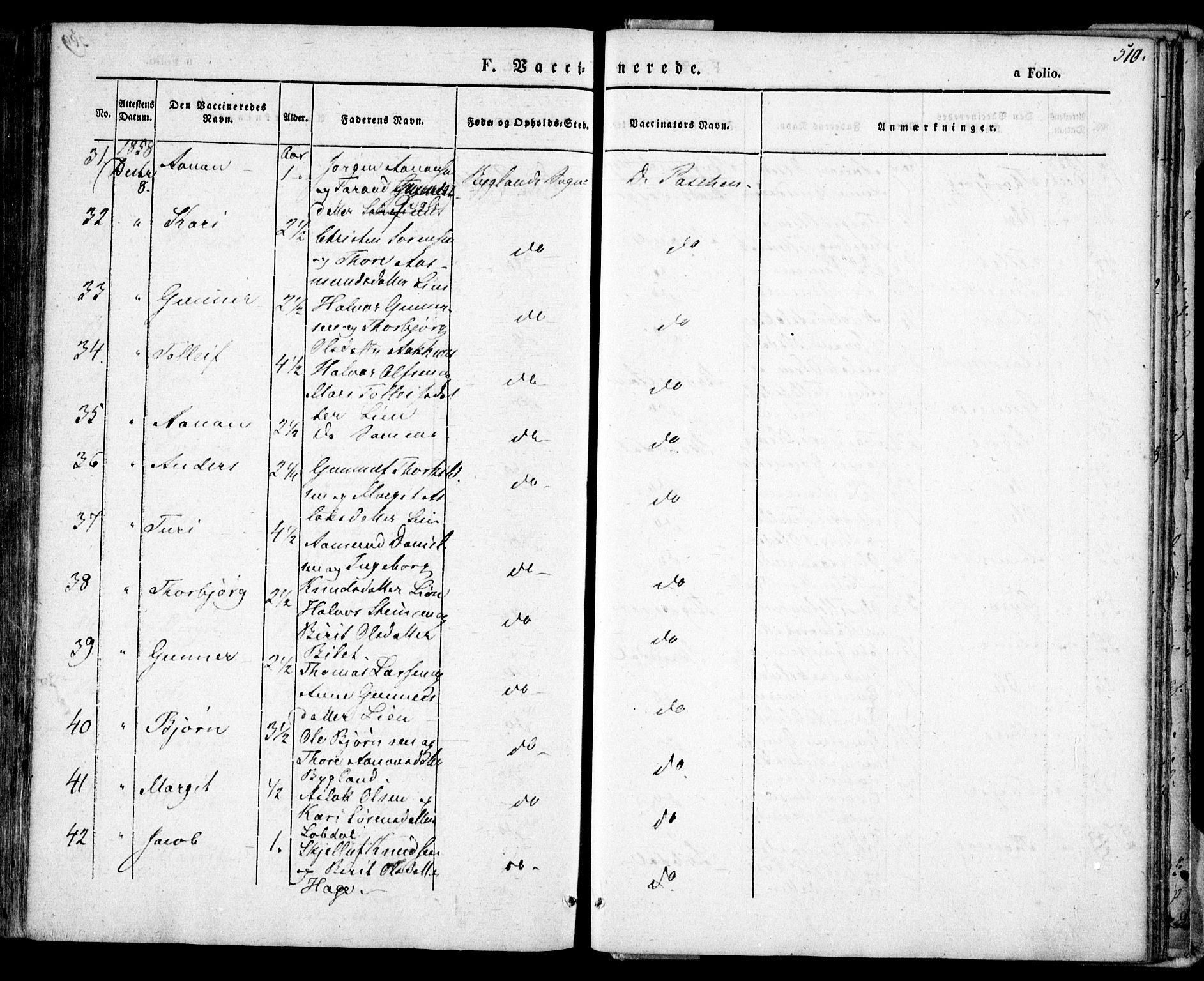 Bygland sokneprestkontor, AV/SAK-1111-0006/F/Fa/Fab/L0004: Parish register (official) no. A 4, 1842-1858, p. 510